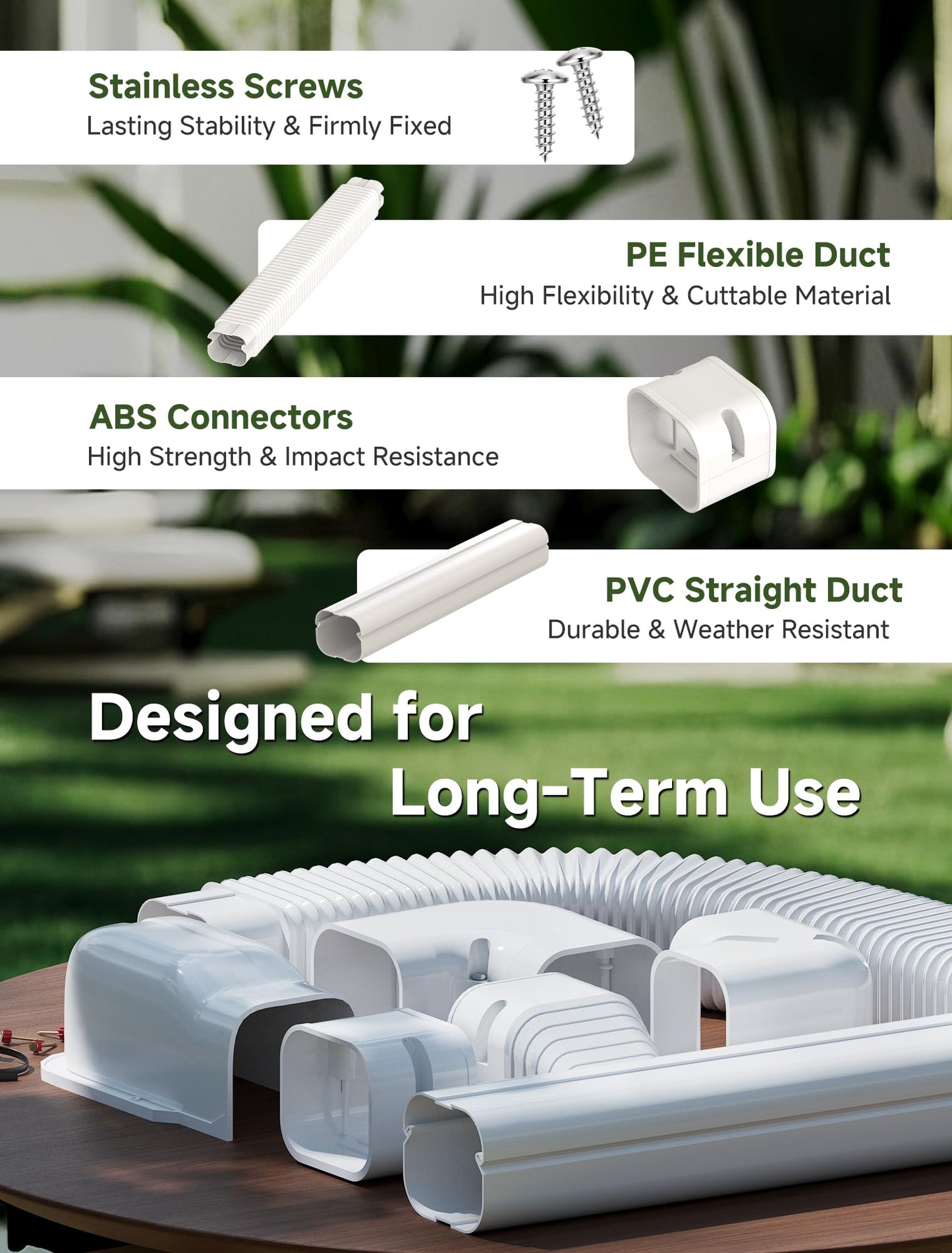 SMOQIO Mini Split Line Set Cover 4 Inch 12.5Ft, Easy to Install Lineset Cover Kit for Mini Split with Instruction, DIY Decorative PVC White Kit for Minisplit, Air Conditioner, Central AC and Heat Pump