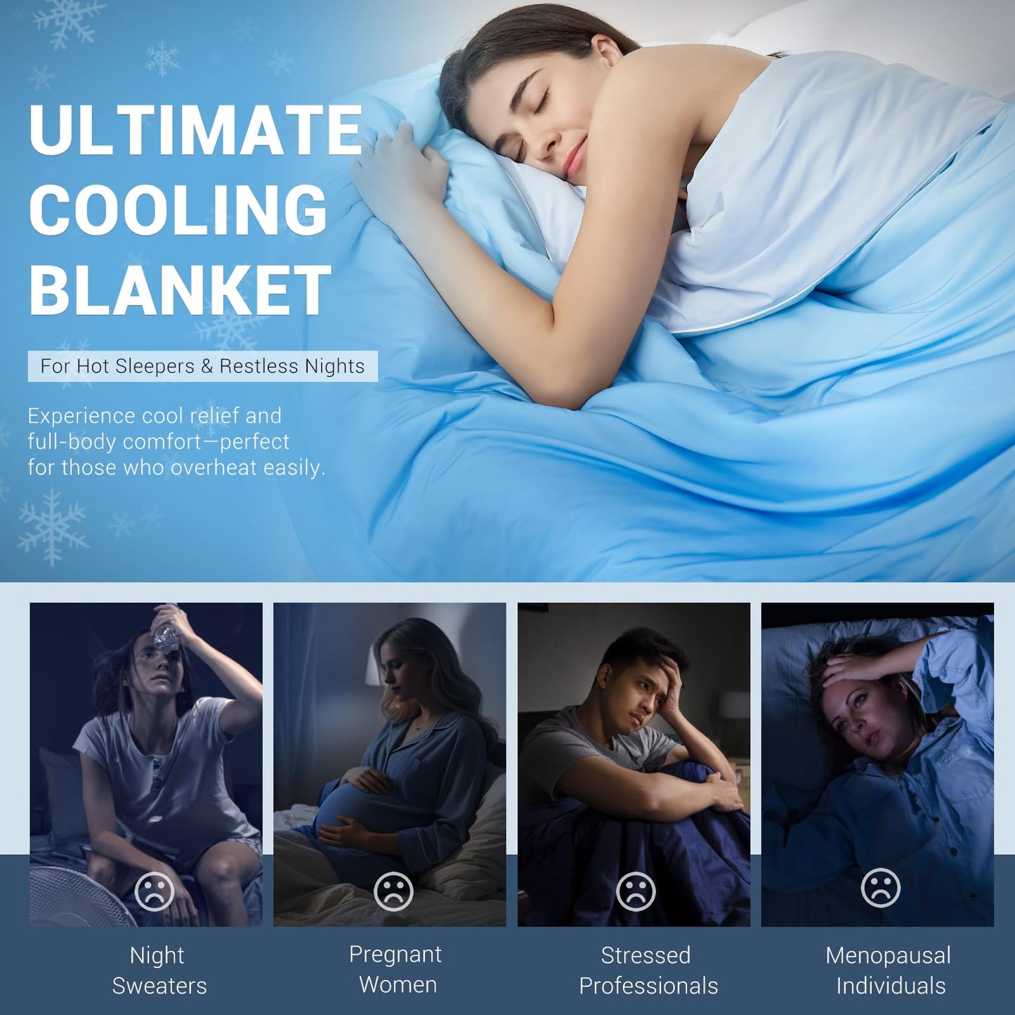 Elegear Cooling Comforter Queen Size Absorb Body Heat to Keep Cool, Double-Sided Cooling Blanket for Hot Sleeper Arc-Chill Cool Fabric Q-Max>0.5, Lightweight Summer Comforter Ice Blanket,Gradient Blue