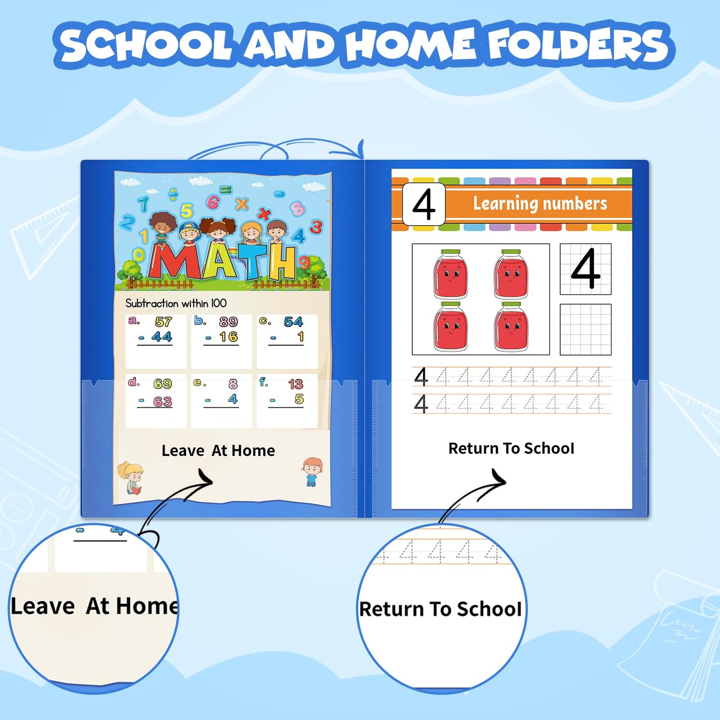 36 Pcs Parent Teacher Communication Folder with Clear Front Pocket, 2 Pocket Home School Folders Take Home Homework Folder for Students Classroom (36, Black)