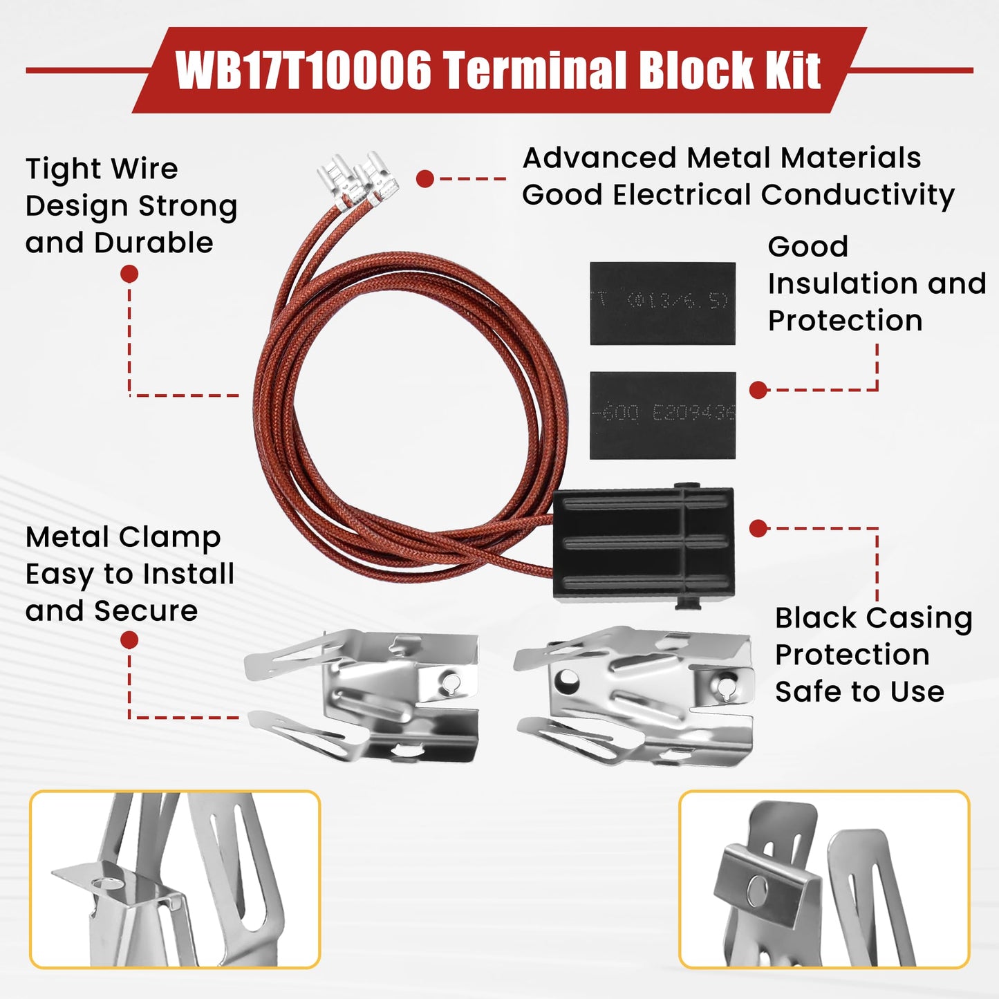 WB30M1 WB30M2 Stove Coils for Electric Stove Electric Stove Burner Elements Replacement & 4 Pack WB17T10006 Terminal Block Kit Compatible With G-E Hot-point Electric Range Burner Set By Fetechmate