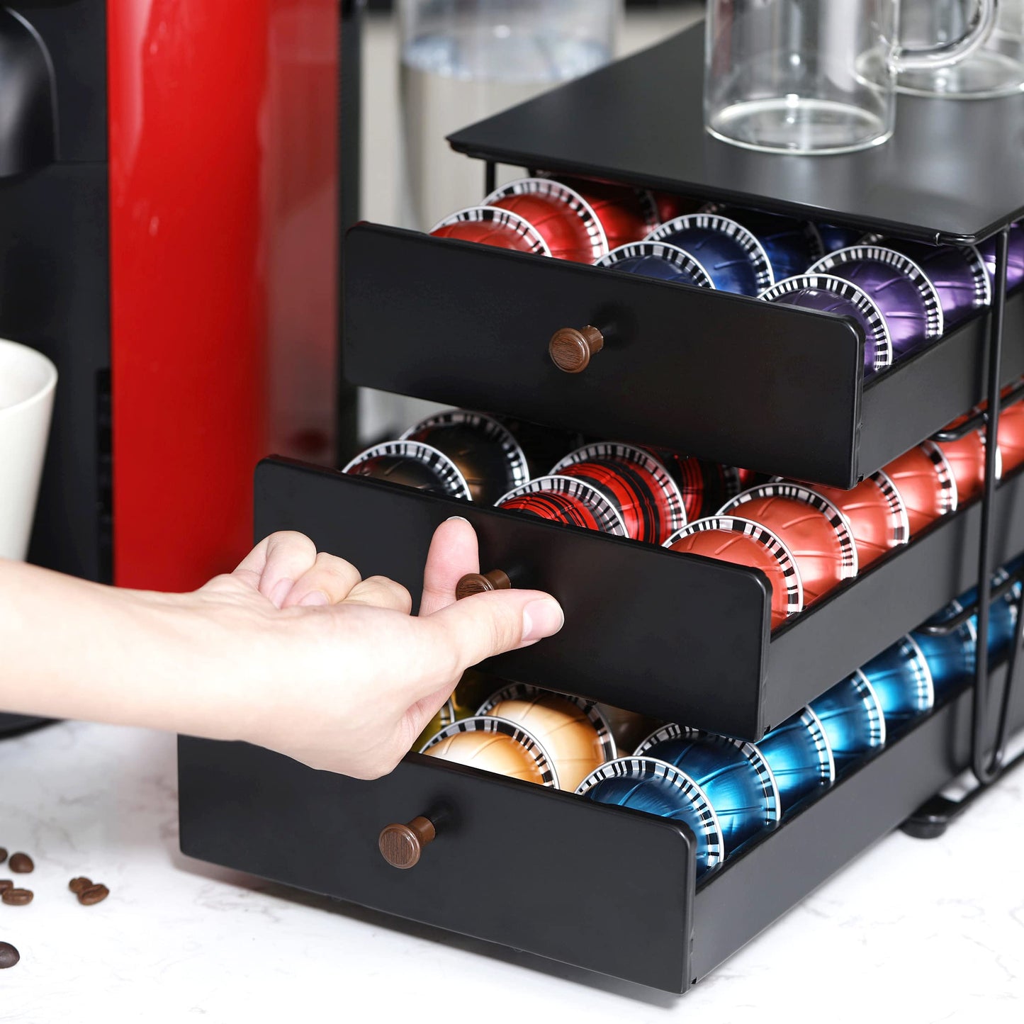 Rice rat for Nespresso Pods Holder Vertuo Pod Holder for Vertuoline Capsules (90 pods-3tiers)