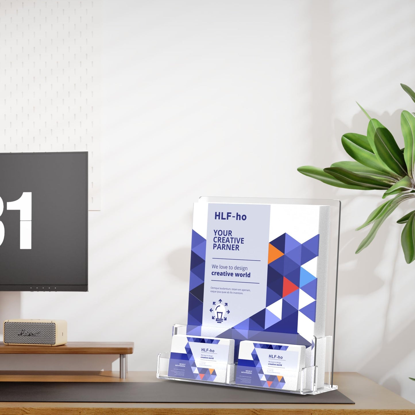 HLF-ho Brochure Holder 8.5x11 Inch Acrylic Literature Holders Clear Flyer Display Stand with Business Card Slot Pamphlet Holder Multi Purpose Organizer for Office, Lobby, Hotels, Trade Shows, 4 Pack