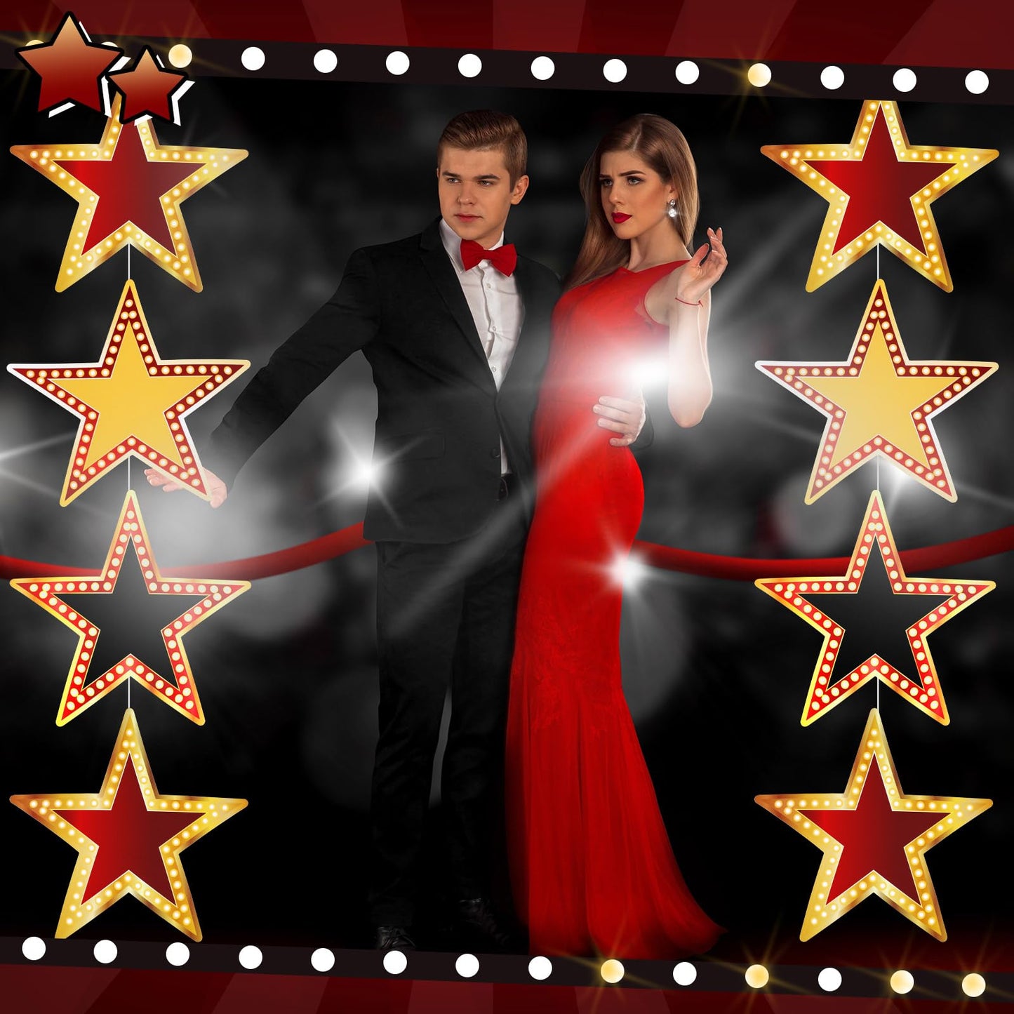 Geosar 48 Pcs Movie Star Cardboard Red Carpet Awards Night Cutouts Confetti Cutouts for Bulletin Board Movie Party Decoration Supply Wall (11 Inch)