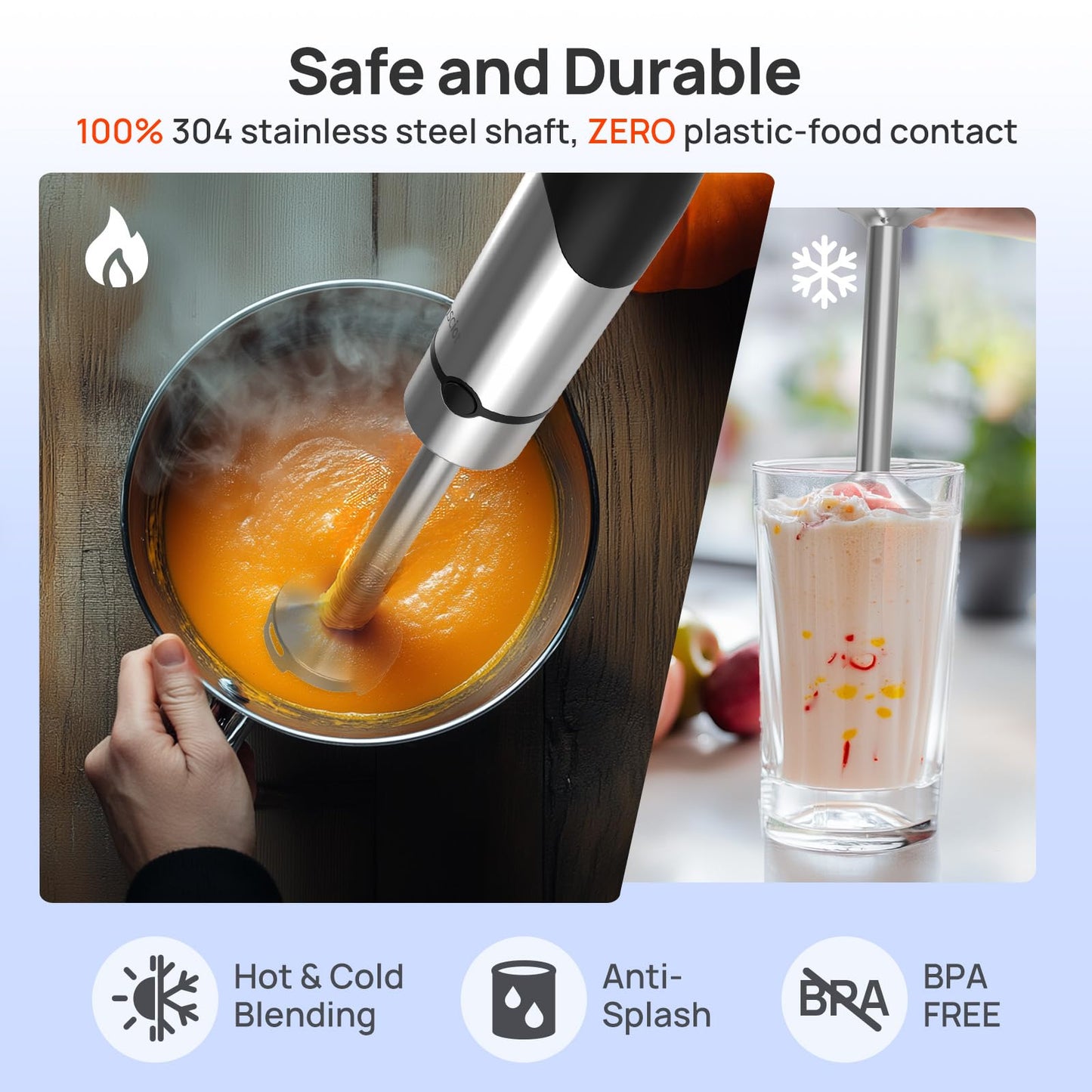 Consciot 7-in-1 Immersion Blender Handheld Max 1100W, Stick Emulsifier with Entire Stainless Steel Blender Shaft, Trigger Speed Control, 800ml Beaker, 600ml Chopper, Beaters, Frothers, Hooks & Masher