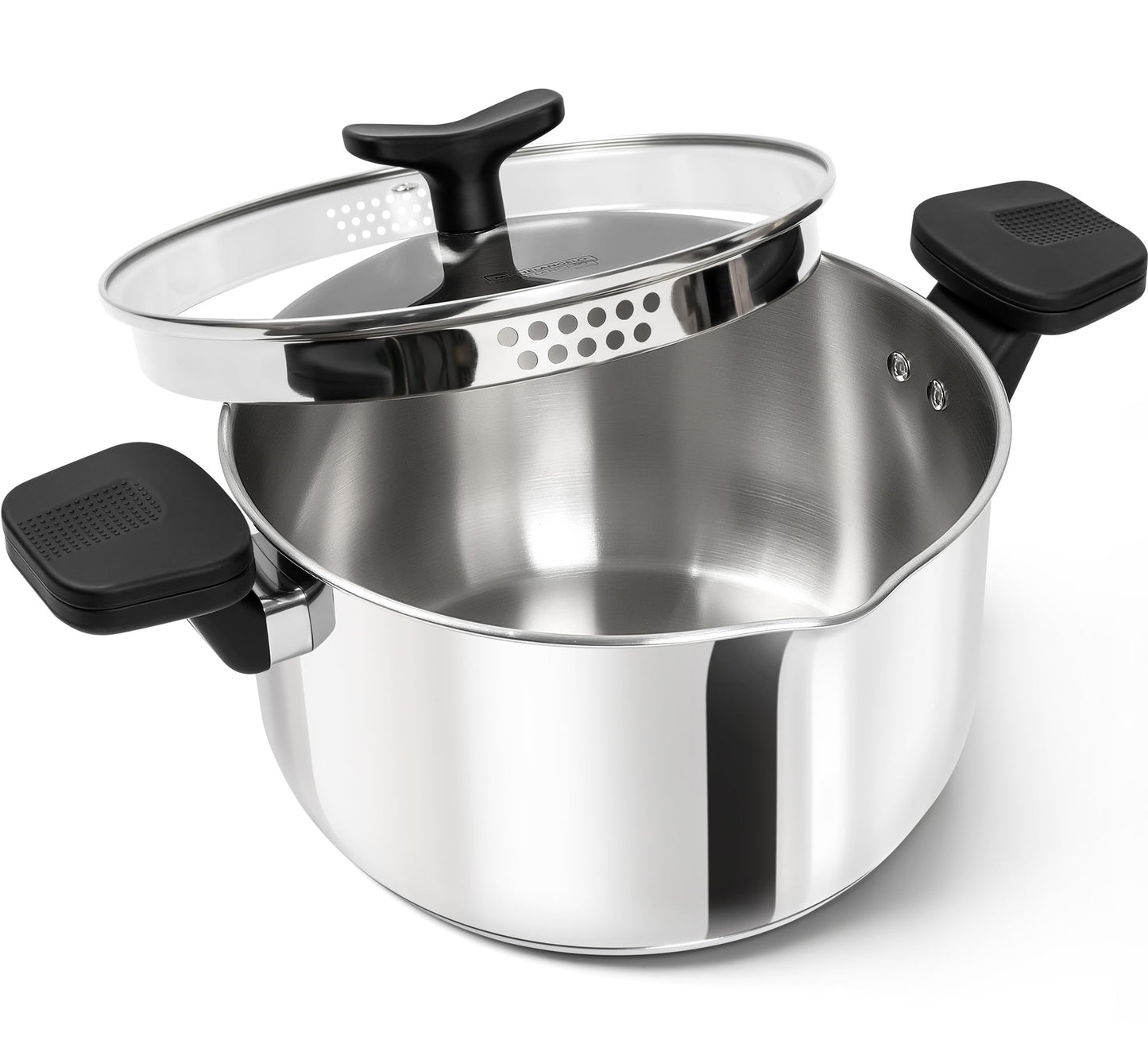 MICHELANGELO Stainless Steel Pasta Pot with Strainer Lid - Pasta Cooker | 6 Quart Induction Pot for All Cooktops, 6 Qt Spaghetti Pots with Strainer Lid
