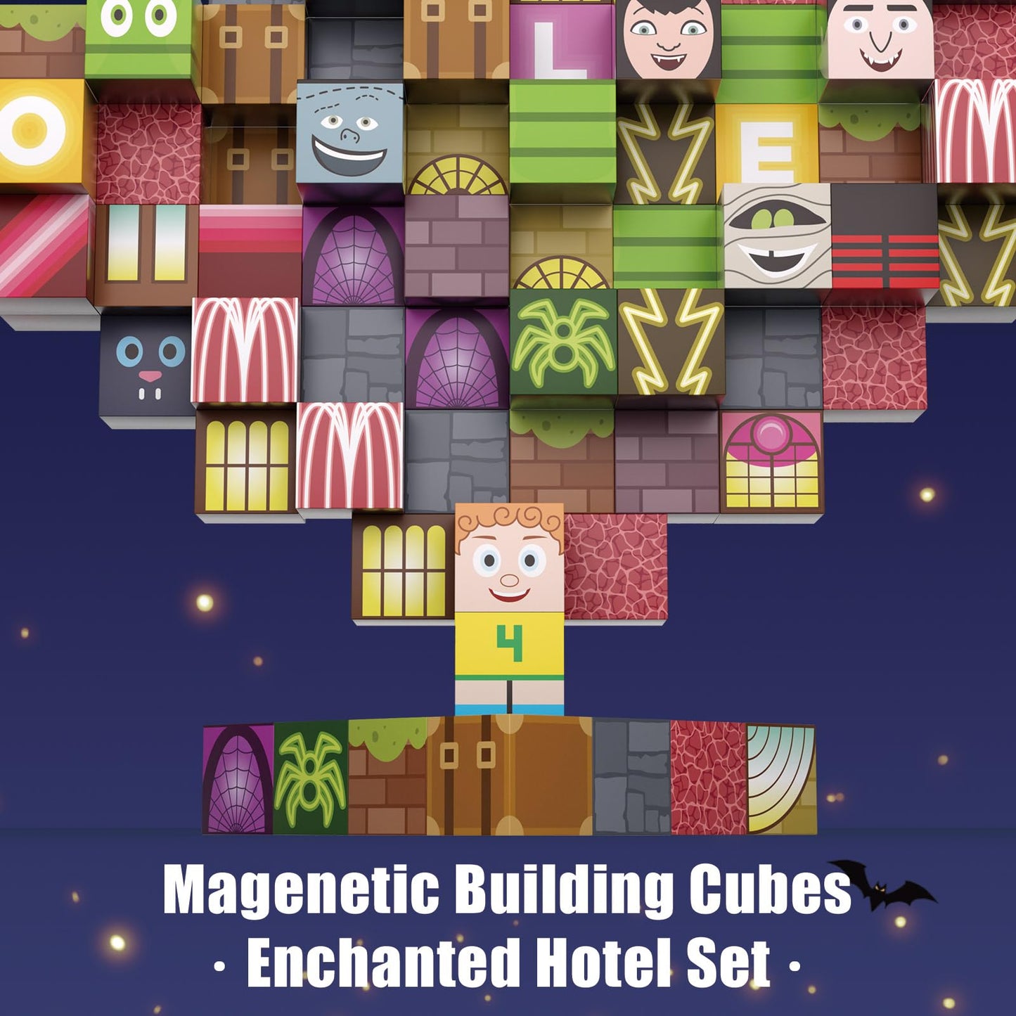 Magnetic Blocks -198PCS Enchanted Hotel Magnetic Building Cubes,Educational Sensory Stacking Kit & STEM Learning Play,Christmas Birthday Creative Gifts for Kids Boys Girls Ages 4 5 6 7 8 10+ Years Old