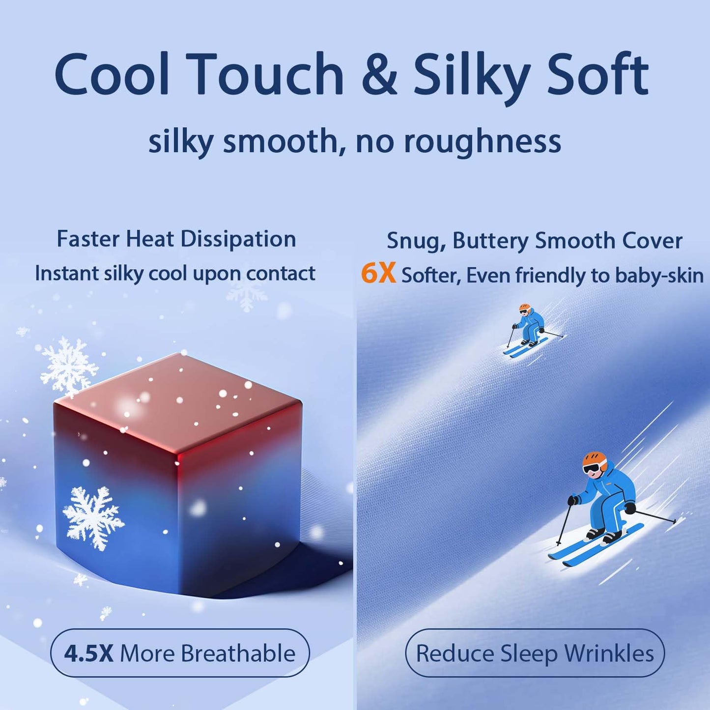 MEELUS Silky Soft Pillows Queen Size Set of 2, Luxury Hotel Down Alternative Bed Pillows 2 Pack for Side Back Stomach Sleepers, Gusseted Supportive, Machine Washable, Cooling Blue, 20" x 30"