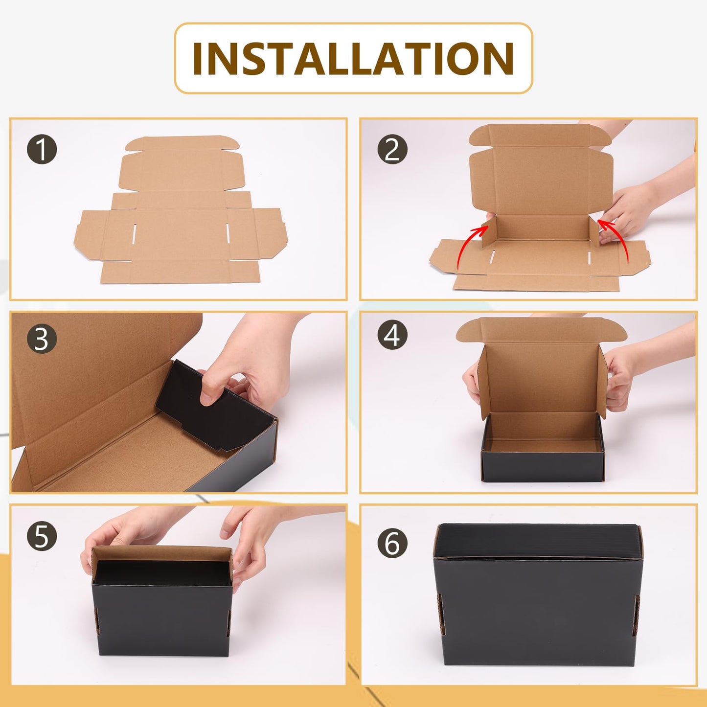 EXYGLO 40 Pack 9x6x2 Shipping Boxes, Black Corrugated Cardboard Boxes for Packaging Small Business, Moving, Shipping, Mailing, and Storing