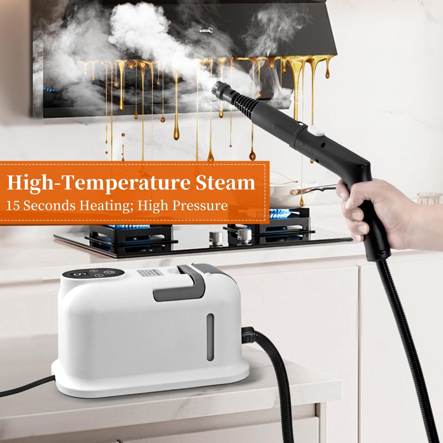 BananaDeer Steam Cleaner,15s Heat-Up,1.8L Tank,Portable Handheld Steamers for Cleaning with 10PCS Accessories,Steam Cleaner for Home,Car,Dirt,Grease,Grout,Tile,Couch,grout,windows,bathrooms,kitchens
