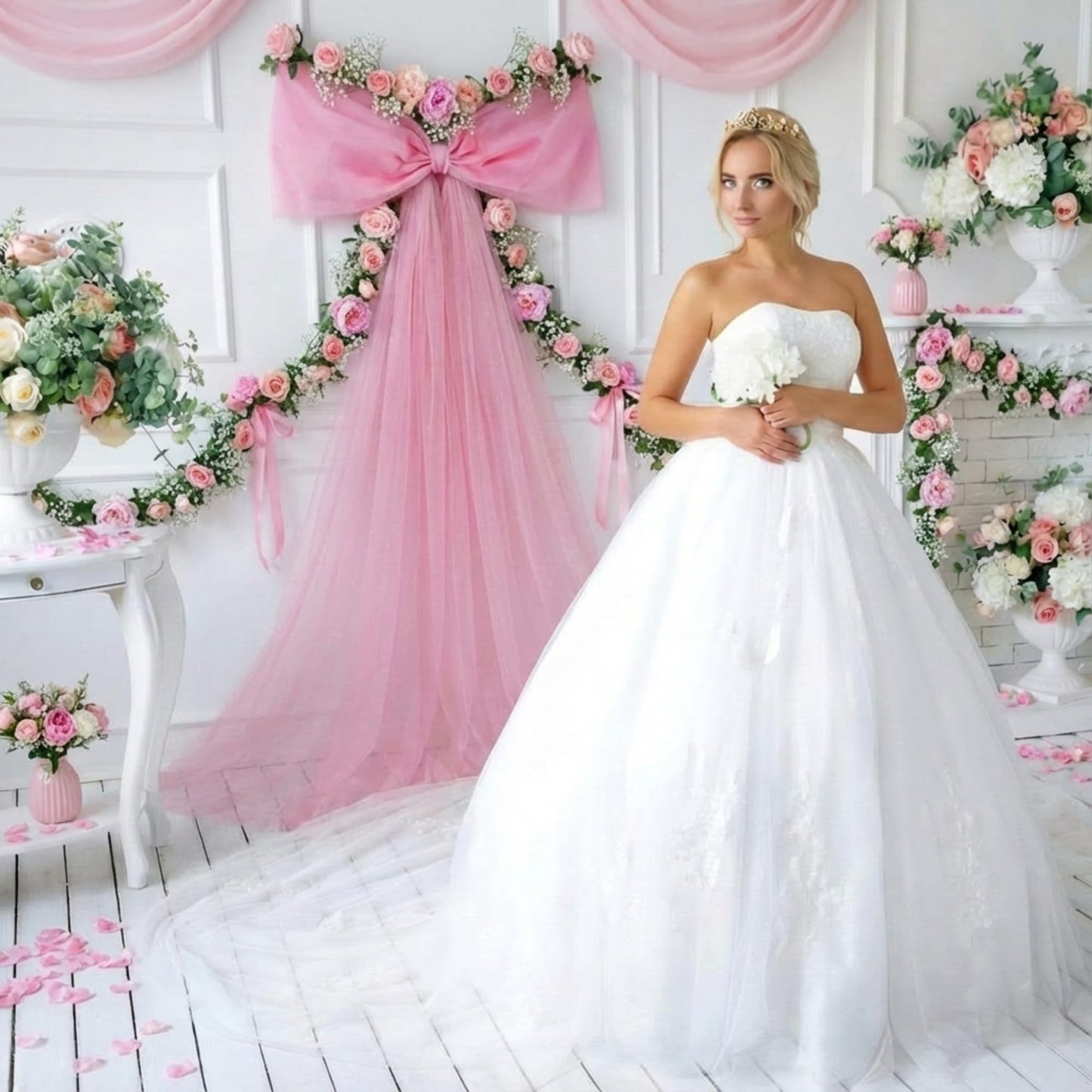 Canlierr Extra Large Pink Organza Bow Decorations 39 x 59 Inch Giant Pink Tulle Bow with Tie and Long Ribbon Tails for Wedding Valentines Party Backdrop Coquette Room Wall Decoration