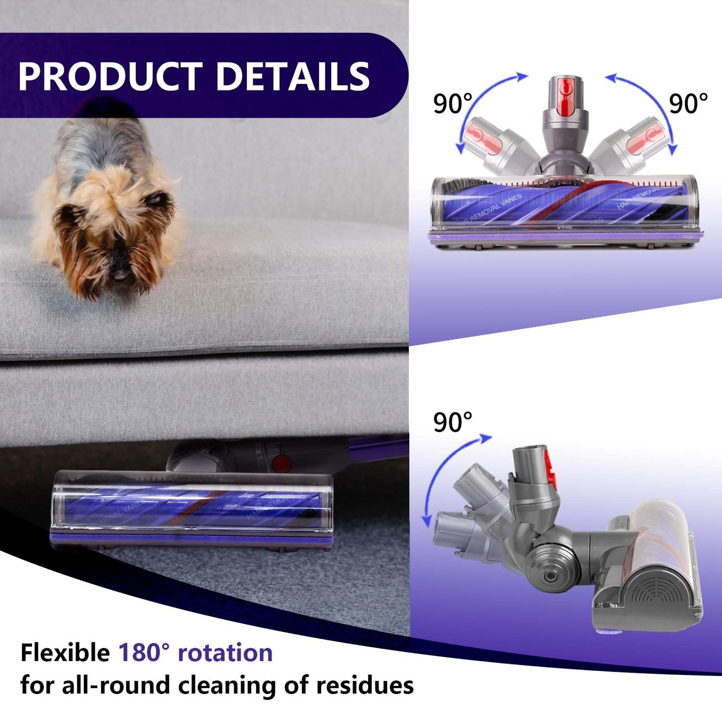 OTTWL V9 V12 Upgrade Anti-Tangle Replacement Head Compatible with Dyson V9(SV57), Digital Slim(SV18), V12 Detect Slim Cordless Vacuum Cleaners, Suitable for Hard Floor, Thin Carpet