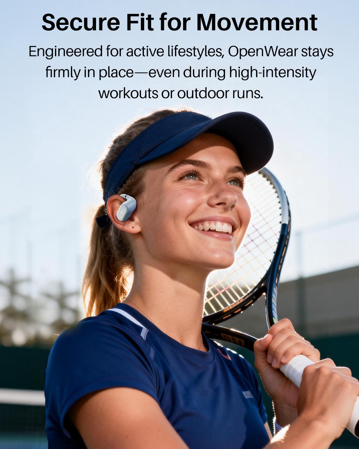 TOZO OpenWear Open Ear Headphones, Adjustable Ear Hooks, Ultra Comfort, Punchy Bass Bluetooth Headphones 5.4 with Smart Digital Display, Immersive Audio Earbuds, Fast Charging for Running, Office