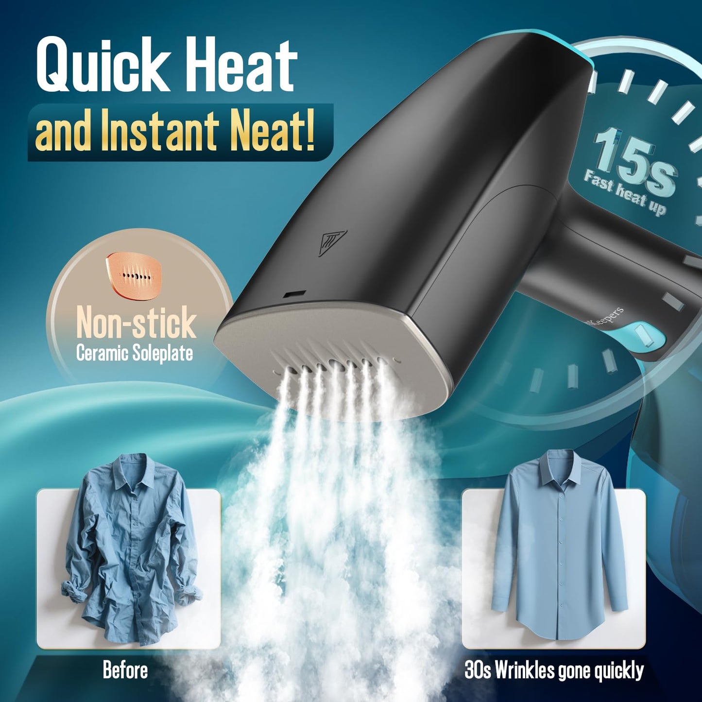 Steamer for Clothes - 1900W Strong Penetrating Steam & Fast Wrinkle Remover Portable Handheld Garment Steamer 3 Steam Settings, Fabric Brush & 300ml Big Capacity, Clothes Steamer Iron for Home Travel