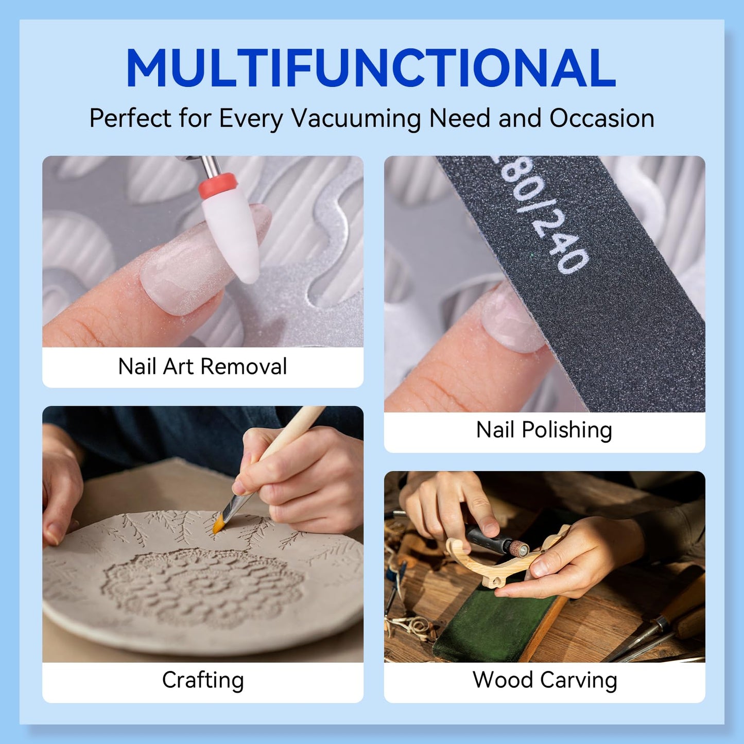 Makartt Nail Dust Collector - Professional Powerful Suction Larina Dust Cleaner with LED Display, Adjustable Speed, Reusable Filter, and Strainer Panel for Acrylic Nails Polishing Manicure Salon Home