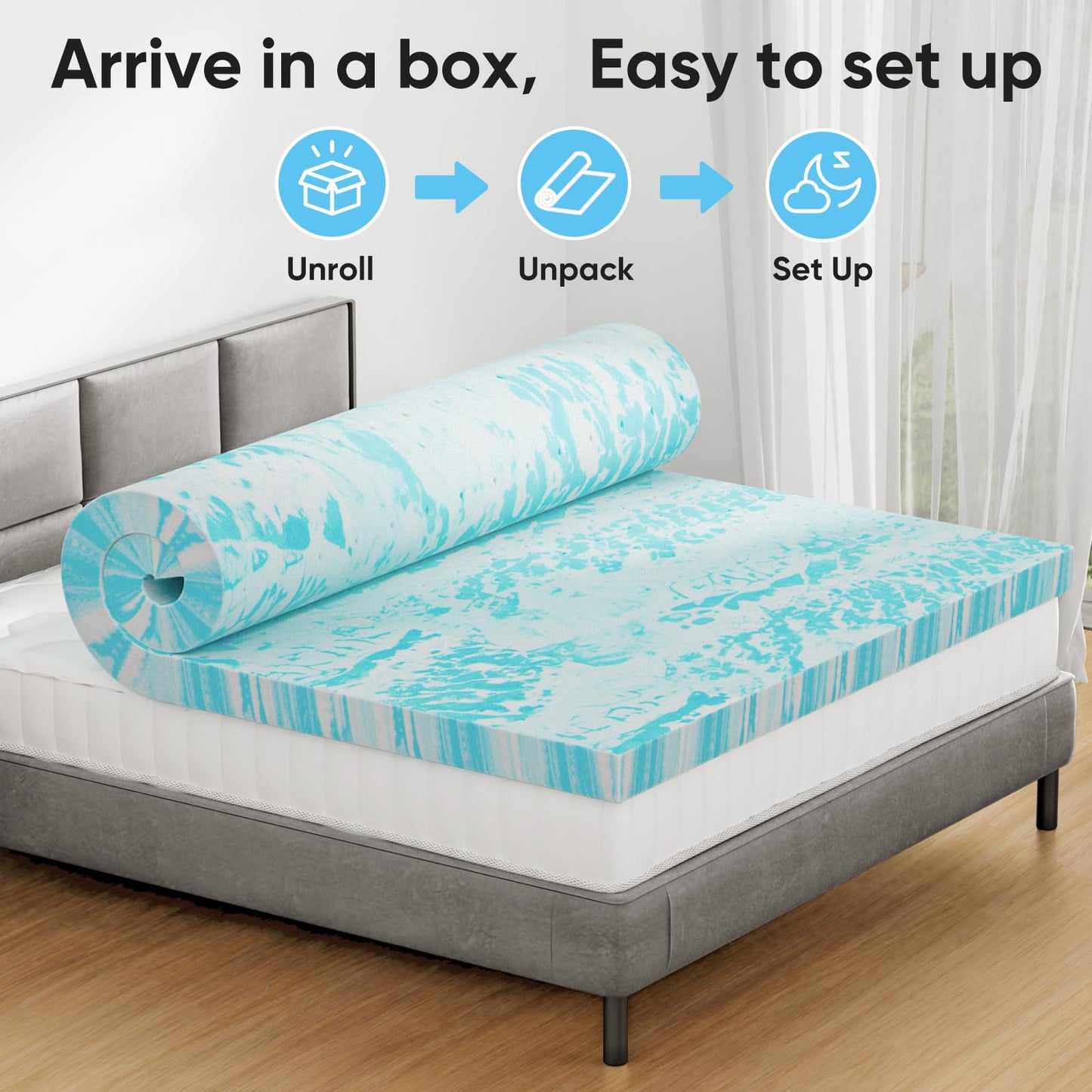 OLIXIS Gel Memory Foam Mattress Topper, Full 3 Inch, Cooling Gel Infused Soft Comfy Breathable, Pressure-Relieving, CertiPUR-US Certified