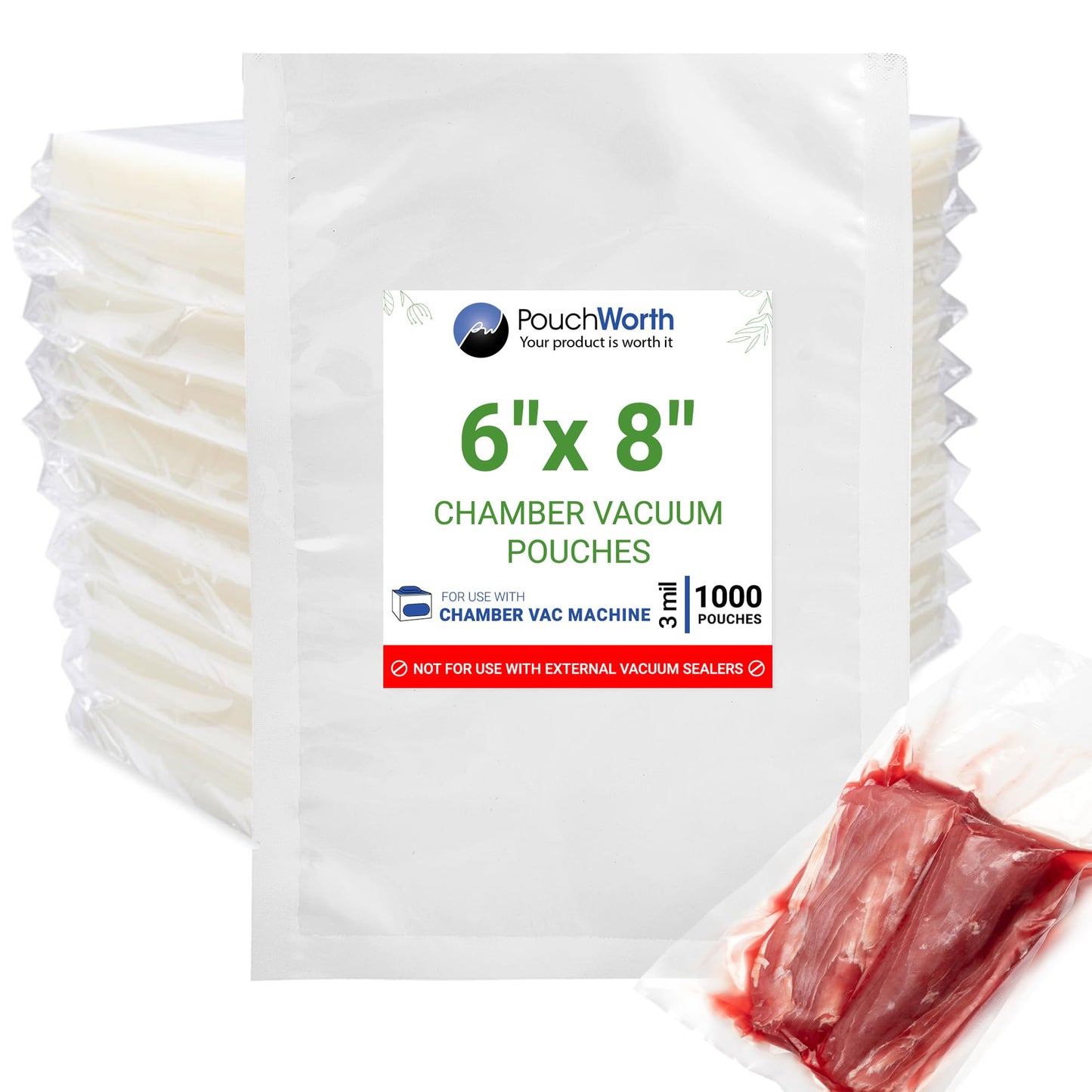 1,000 pcs Clear 6" x 8", 3 mil Vacuum Chamber Bags Great for Food Vac Storage