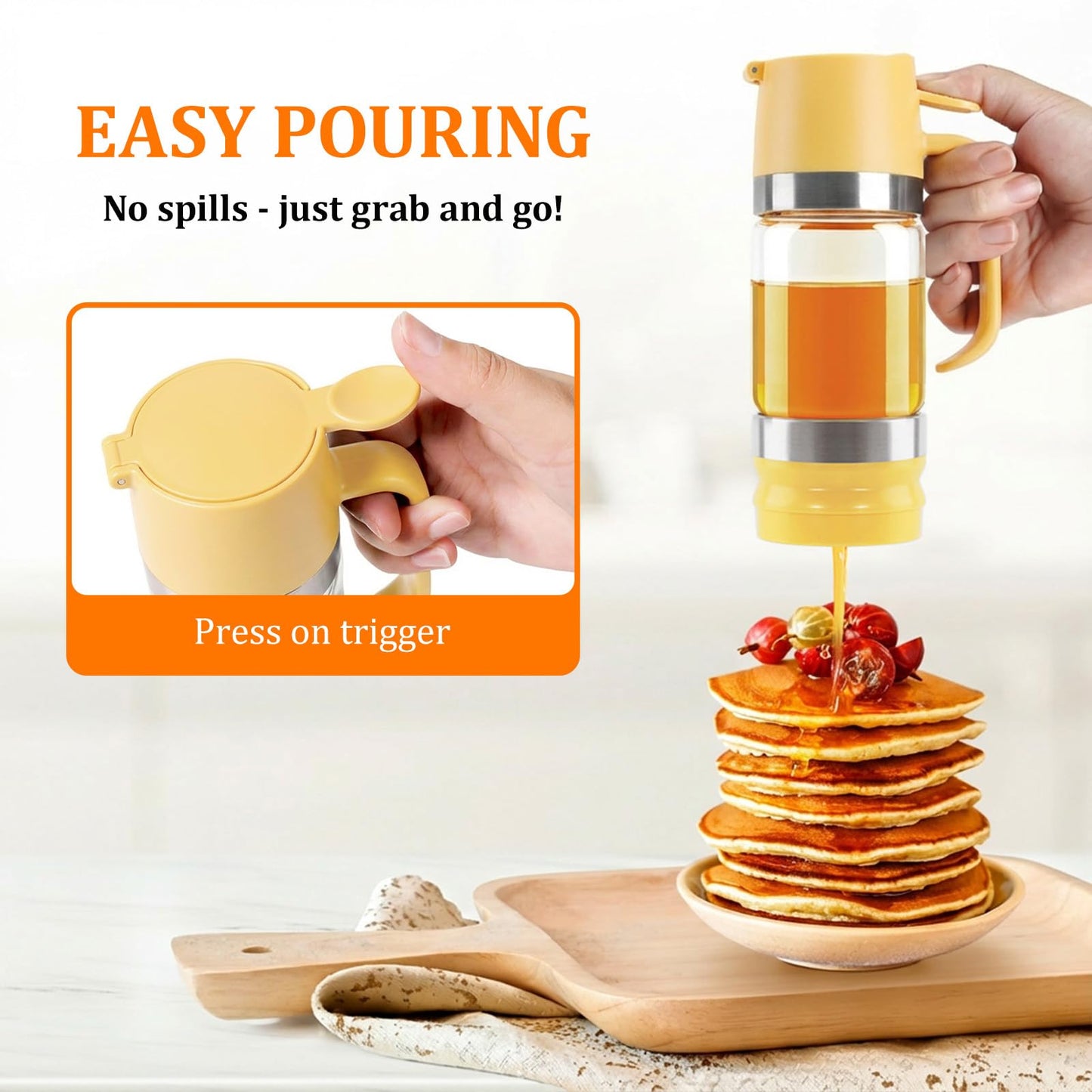 Aelga Glass Honey Dispenser No Drip - 9 OZ Honey Pot Honey Jar with Handle - Maple Syrup Dispenser