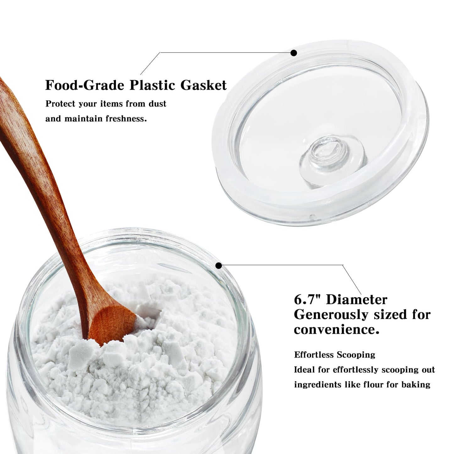 CATPOWER 2.5 Gallon Wide Mouth Glass Storage Jars with Heavy Glass Lids - Large Cookie Jars for Kitchen, Ideal for Flour, Rice, Sugar, Pasta, and Candy