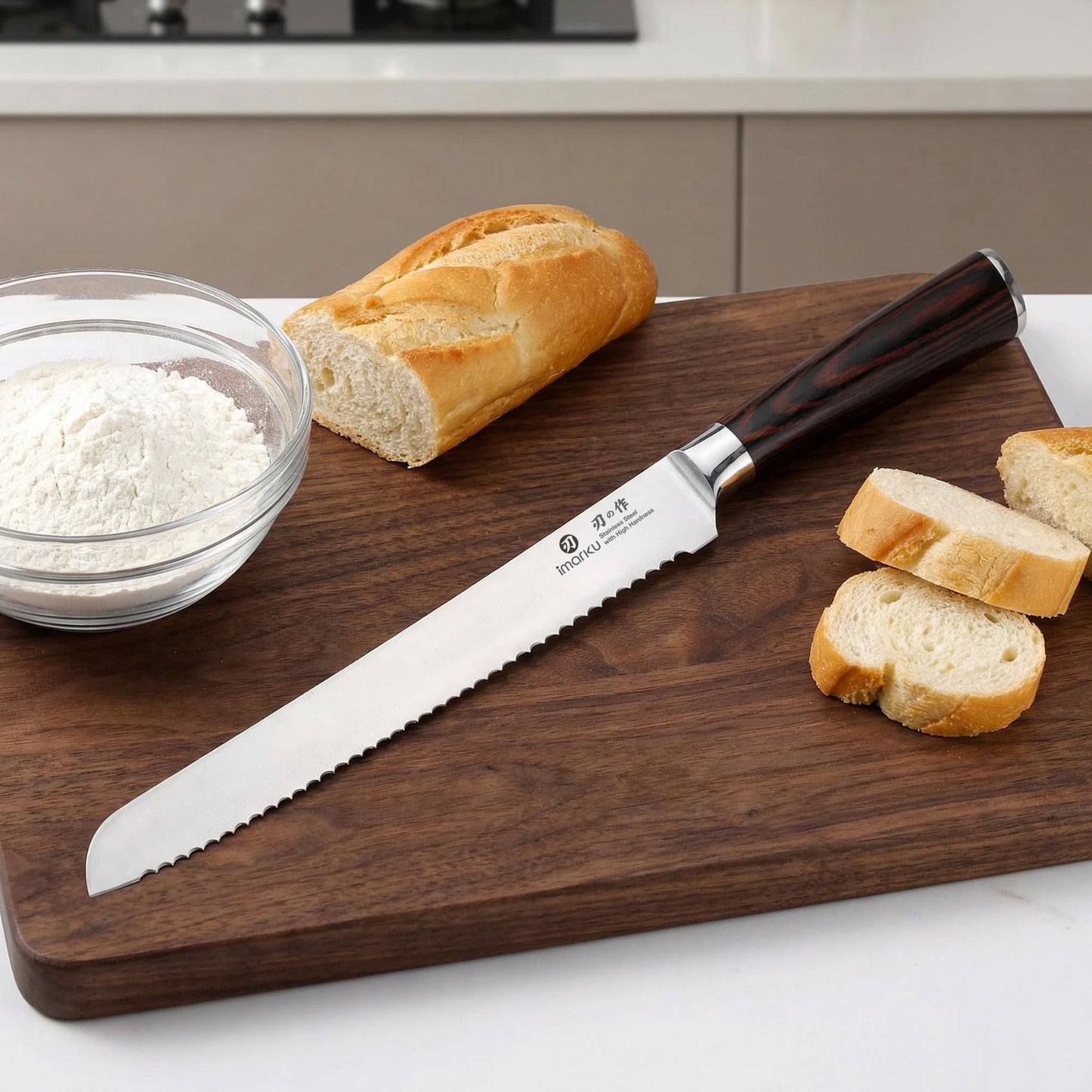imarku Bread Knife, German High Carbon Stainless Steel Professional Grade Bread Slicing Knife, 10-Inch Serrated Edge Cake Knife, Bread Cutter for Homemade Crusty Bread, Fathers Day