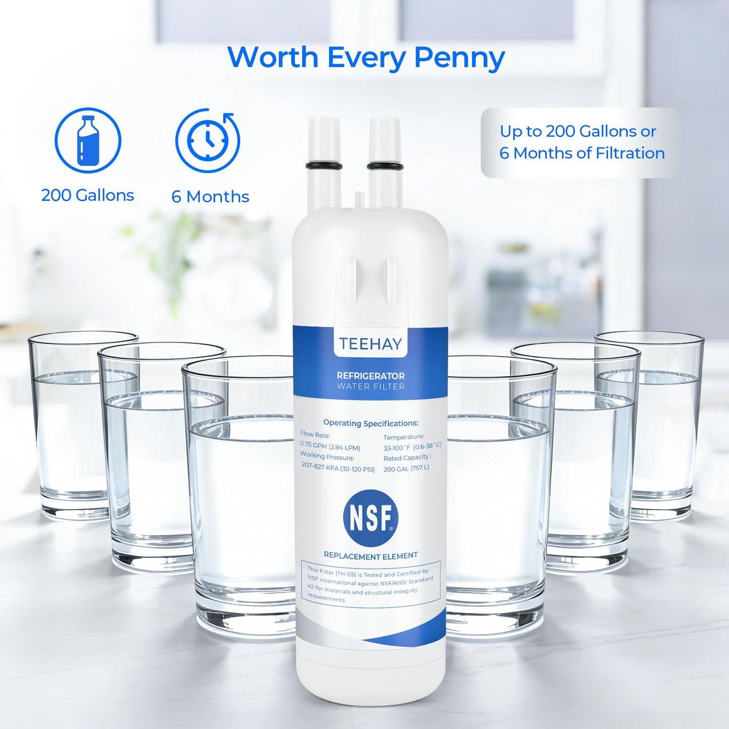 TEEHAY 9081 Water Filter Replacement, Compatible with Whirlpool P5WB2L, P4RFWB, Kenmore P4RFKB2, Kenmore 9930, 46-9930, 9081, 46-9081, 9930P, 469930, 04609930000 (4 Pack)