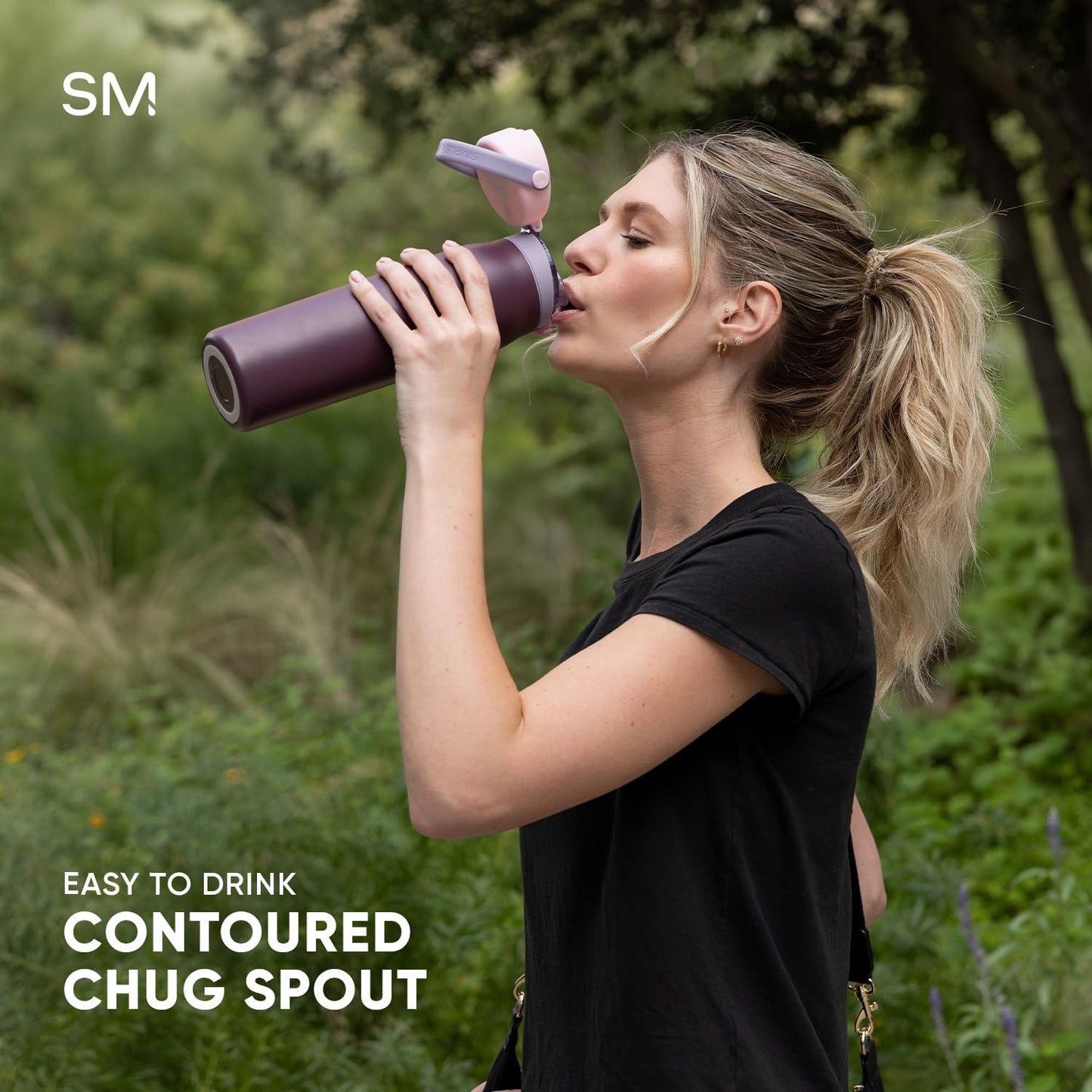 Simple Modern Mesa Sport Water Bottle with Covered Chug Lid | 30oz Cup Holder Friendly Insulated Stainless Steel Bottle for Gym, Sports and Travel | Cherry Wine