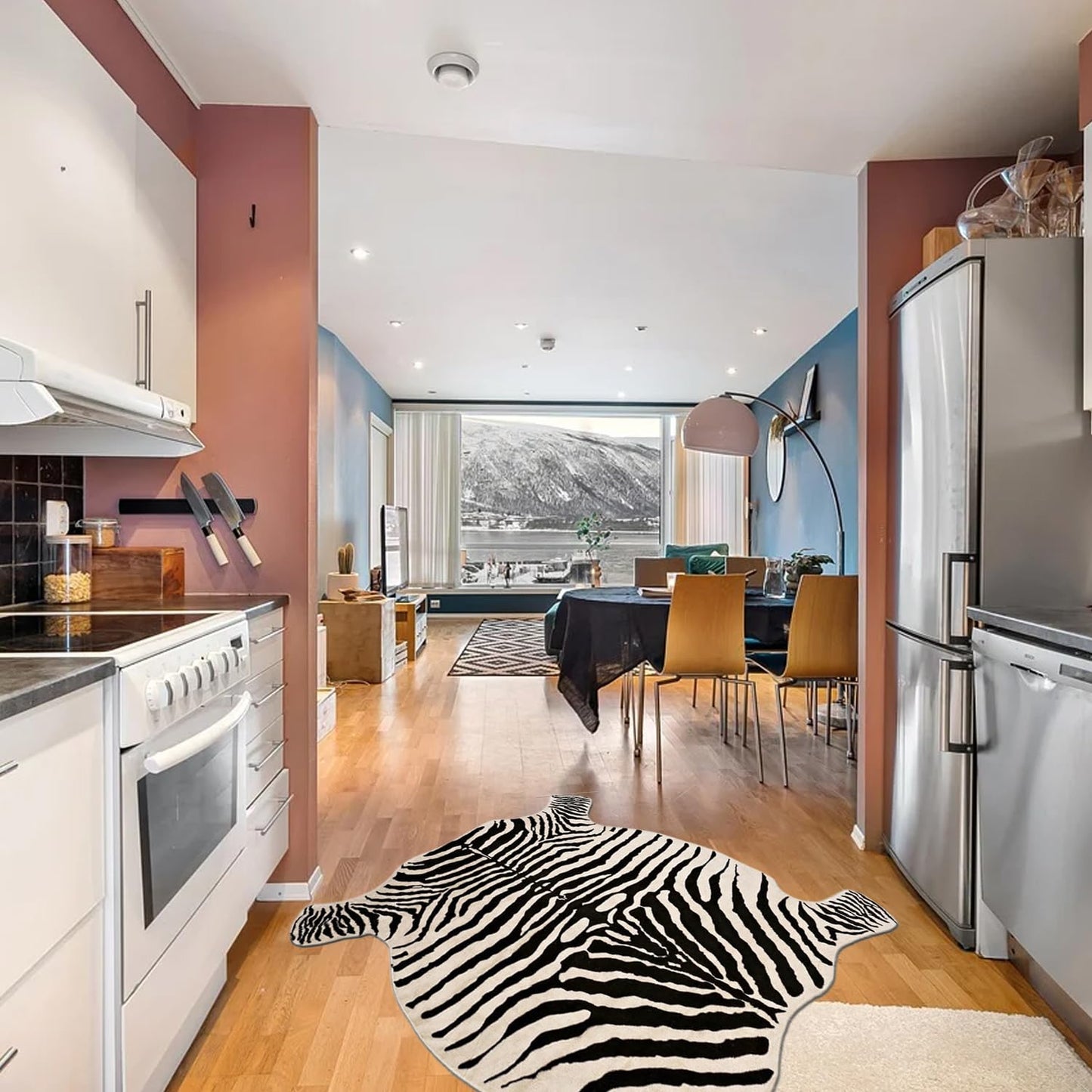 townssilk Area Rug Faux Zebra Print Rug 4.3x4.7 Feet Rug/Mat/Carpets for Home