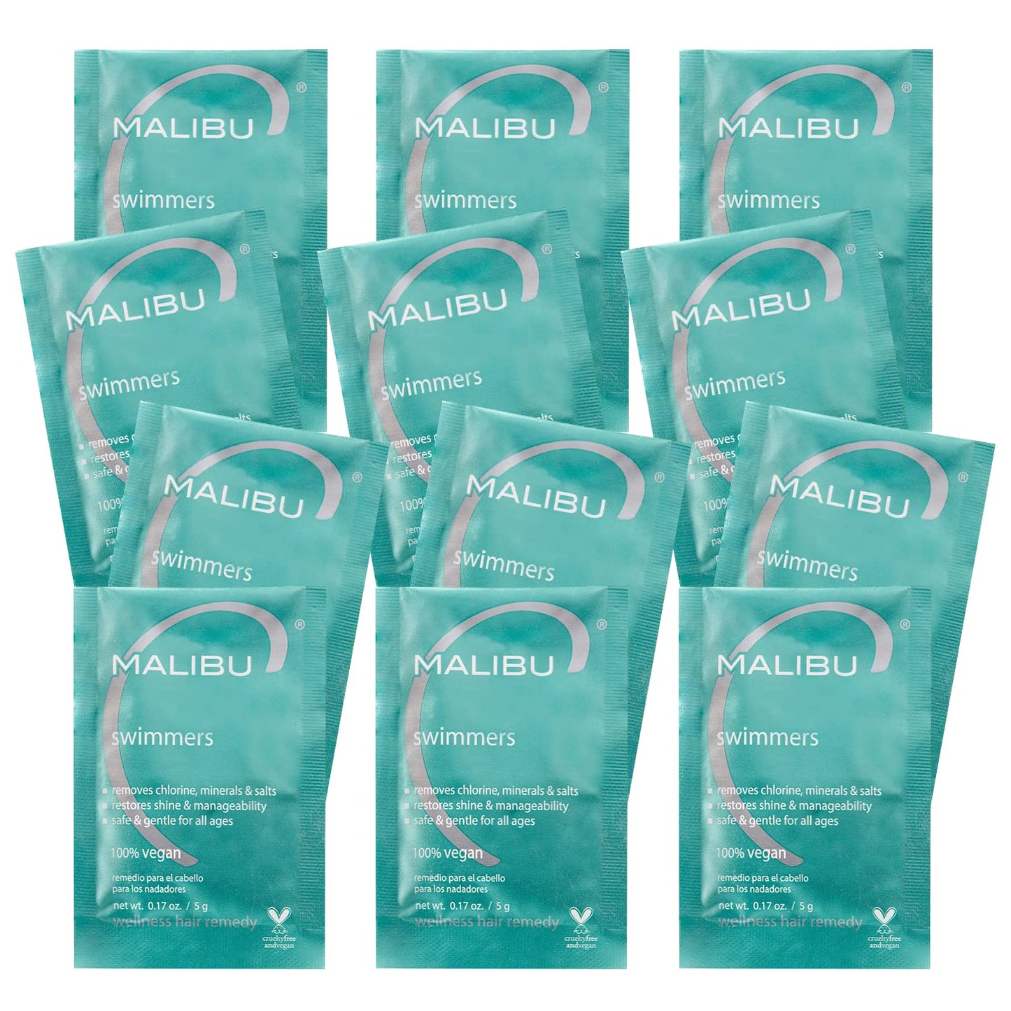 Malibu C Swimmers Wellness Remedy - Restoring & Hydrating Hair Care with Vitamin C Complex - Protects Hair Discoloration from Chlorine and Pool Elements (12 Packets)