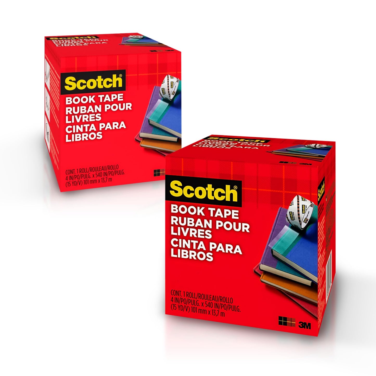 Scotch Book Repair Tape, Clear, 4 Inches x 15 Yards (3-Inch Core), 2 Rolls – Extra-Wide Durable Binding Tape for Book Repair, Reinforcing & Document Protection