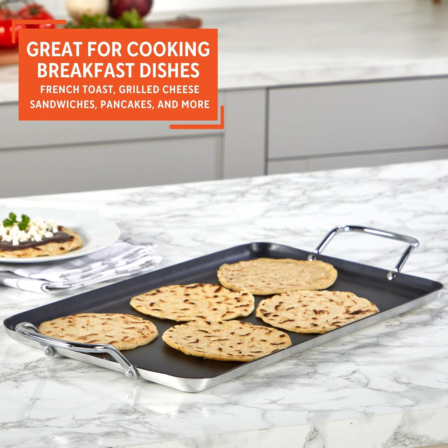 Imusa Double Burner Griddle Non-Stick 20-Inch, Black