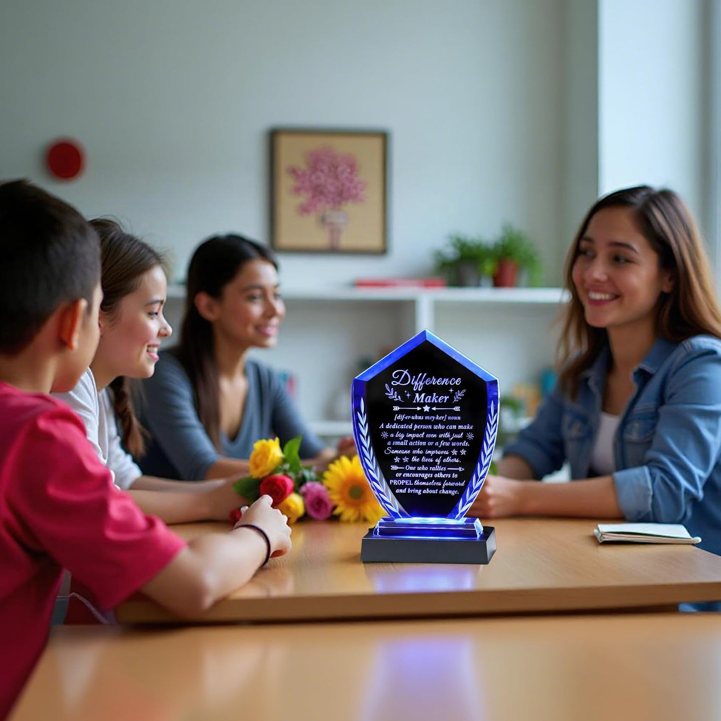 Difference Maker Gift for Women Men - Laser Engraved Crystal Definition Plaque, Inspirational Office Desk Decor for Teacher Nurse Mentor Boss, Appreciation Gifts for Retirement Promotion Recognition