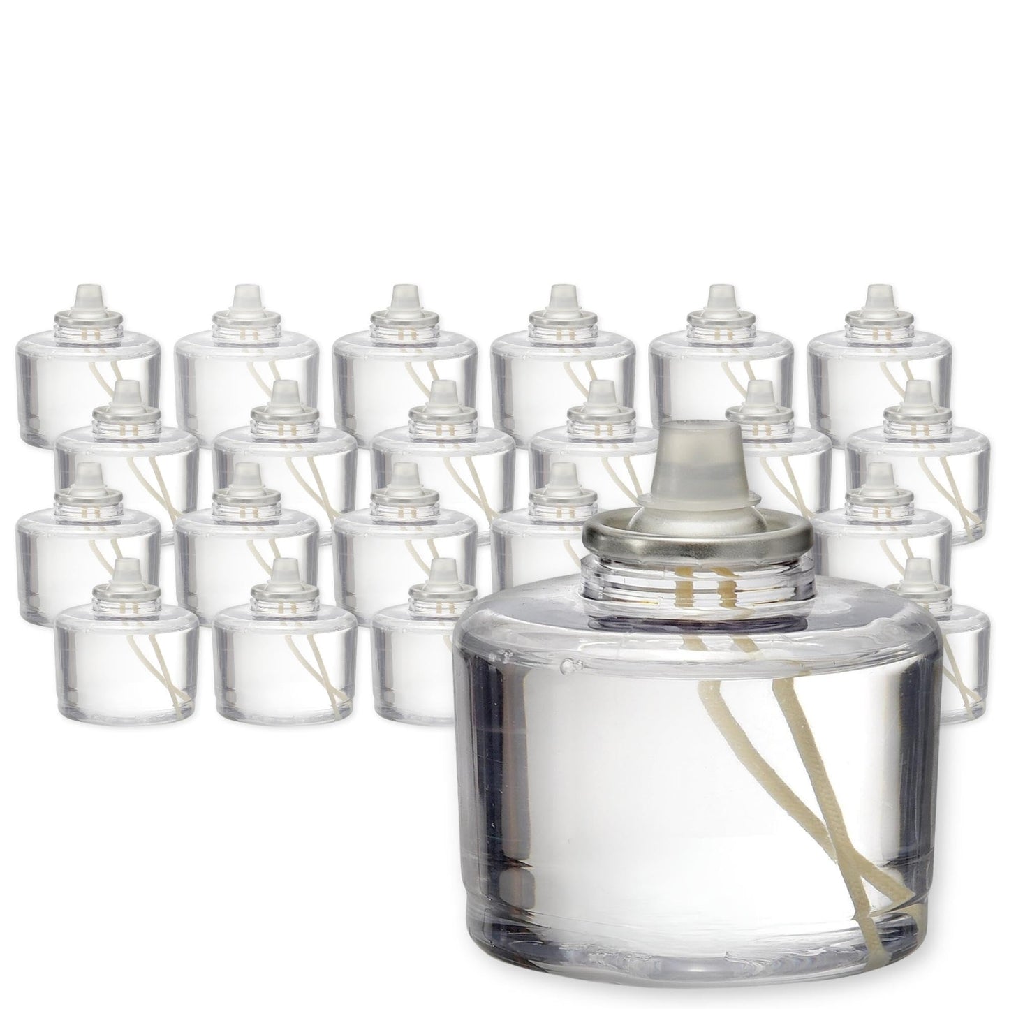 Hollowick Disposable Liquid Candles, 36 Hour, for Use in Glass Votive Tealight Lamp Holders, Restaurant Wedding Table Top Lights, Child Resistant Closures, 24 Pieces, Clear Fuel Oil HD36