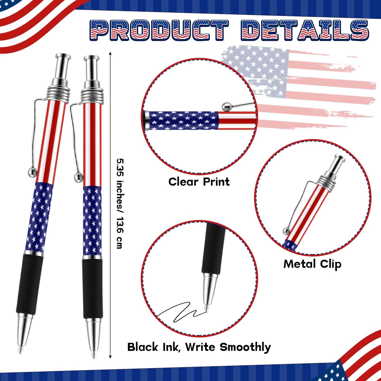 Resurhang 250th Anniversary Memorial Day Gift American Flag Ballpoint Pens Spiral Notebooks Home of The Free Because of The Brave Journal USA Patriotic for Veteran Military Soldier 250th Gift(36 Set)