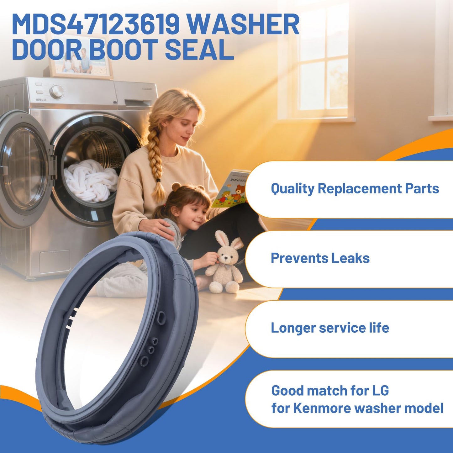 WM3700HWA/00 WM3500CW/00 WM3700HVA/00 Washer Door Boot Seal Gasket WM3270CW WM3180CW/00 WM3080CW/00 WM3670HVA/01 WM3370HVA/01 MDS47123619 for Kenmore,for LG Front Load Washer Rubber Seal