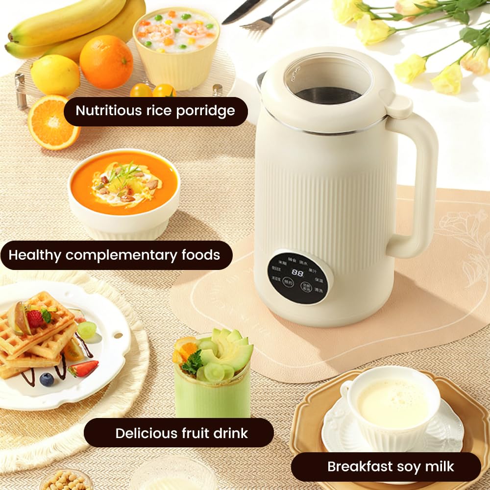 Dexmary 8 in 1 Nut Milk Maker Machine, 42 OZ(1.2L) Soy Milk Maker with 10 Blades, Plant-Based, Oat, Soy, and Dairy Free Beverage, Almond Milk Maker with LED Touch Screen, 18 Hours Timer, Auto-clean