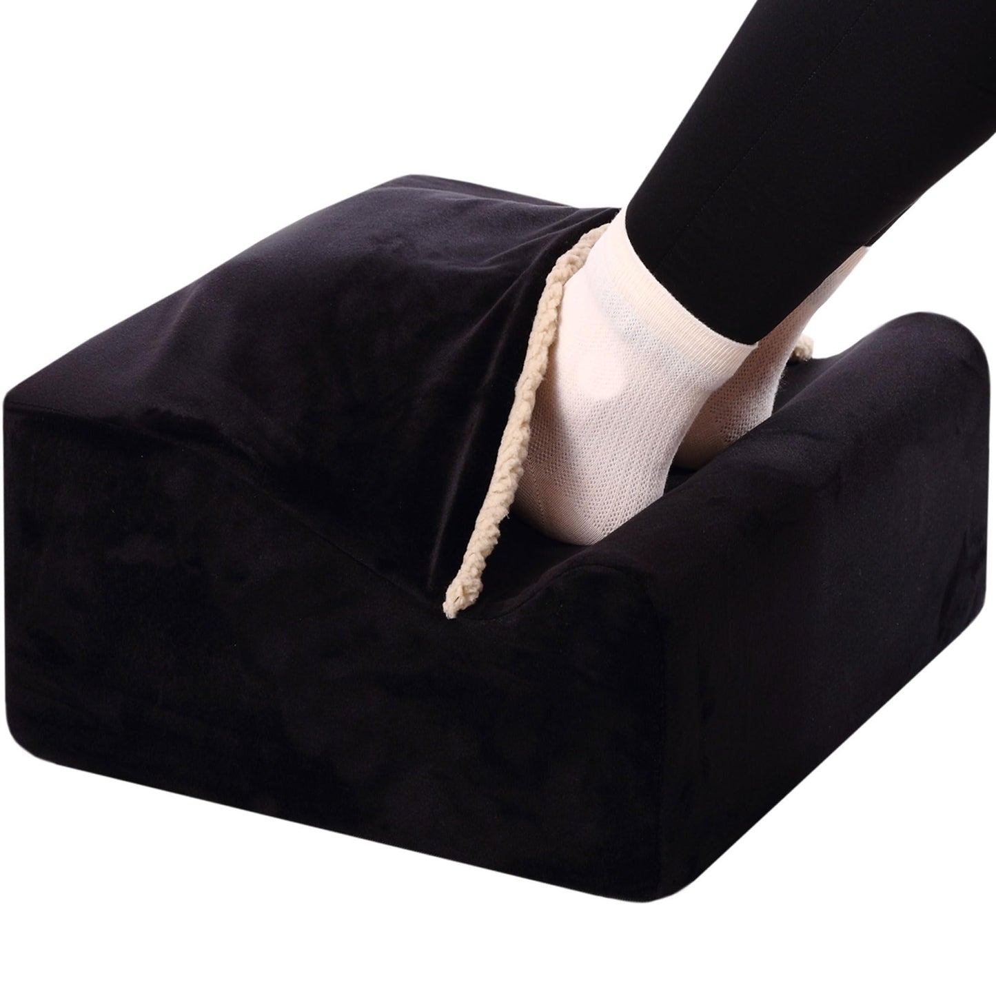 COMFelicify Foot Rest for Under Desk at Work, Office Footrest with Warm Feet Pocket,Ergonomic Under Desk Footrest with Washable Cover, Stool for Office Chair & Back &Pain Relief (Black+)
