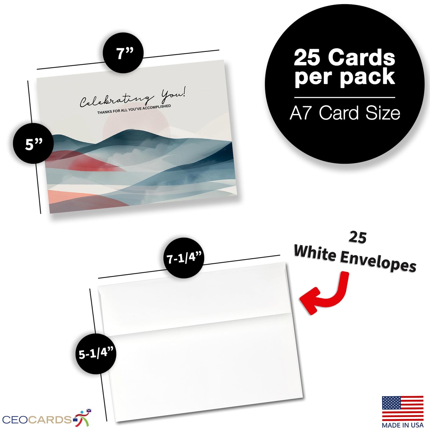 Work Anniversary Cards with Envelopes for Employees (25 Variety Assortment Pack – 5 Designs) Bulk Appreciation Greeting Card Set for Business - 5x7 Inch – Office, Work, Coworkers & Team (VP2413)