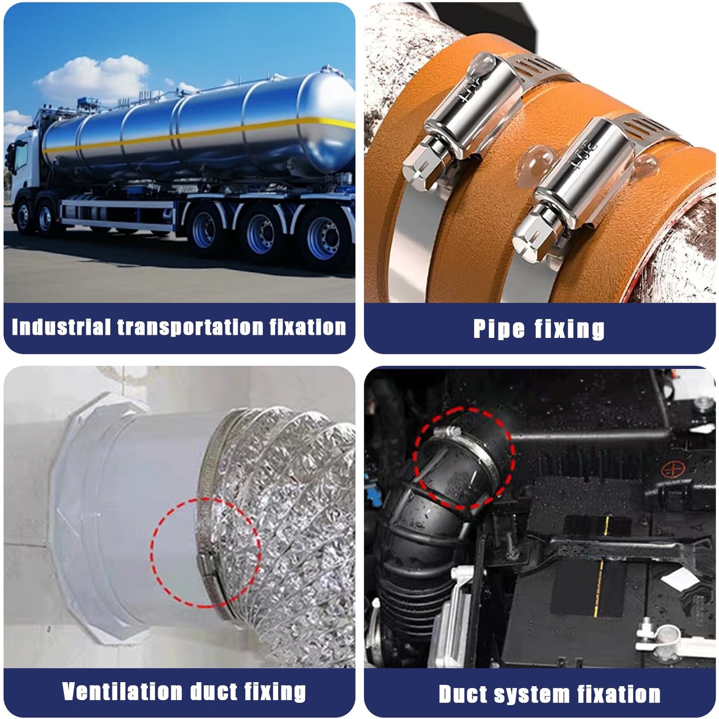 maierke 200PCS Stainless Steel Hose Clamps Assortment Kit,Metal Adjustable 1/4"-2"(6-51mm) Worm Gear Hose Clamp Heavy Duty Small Hose Clamps for Automotive,Radiator Pipe,Plumbing,Fuel Line