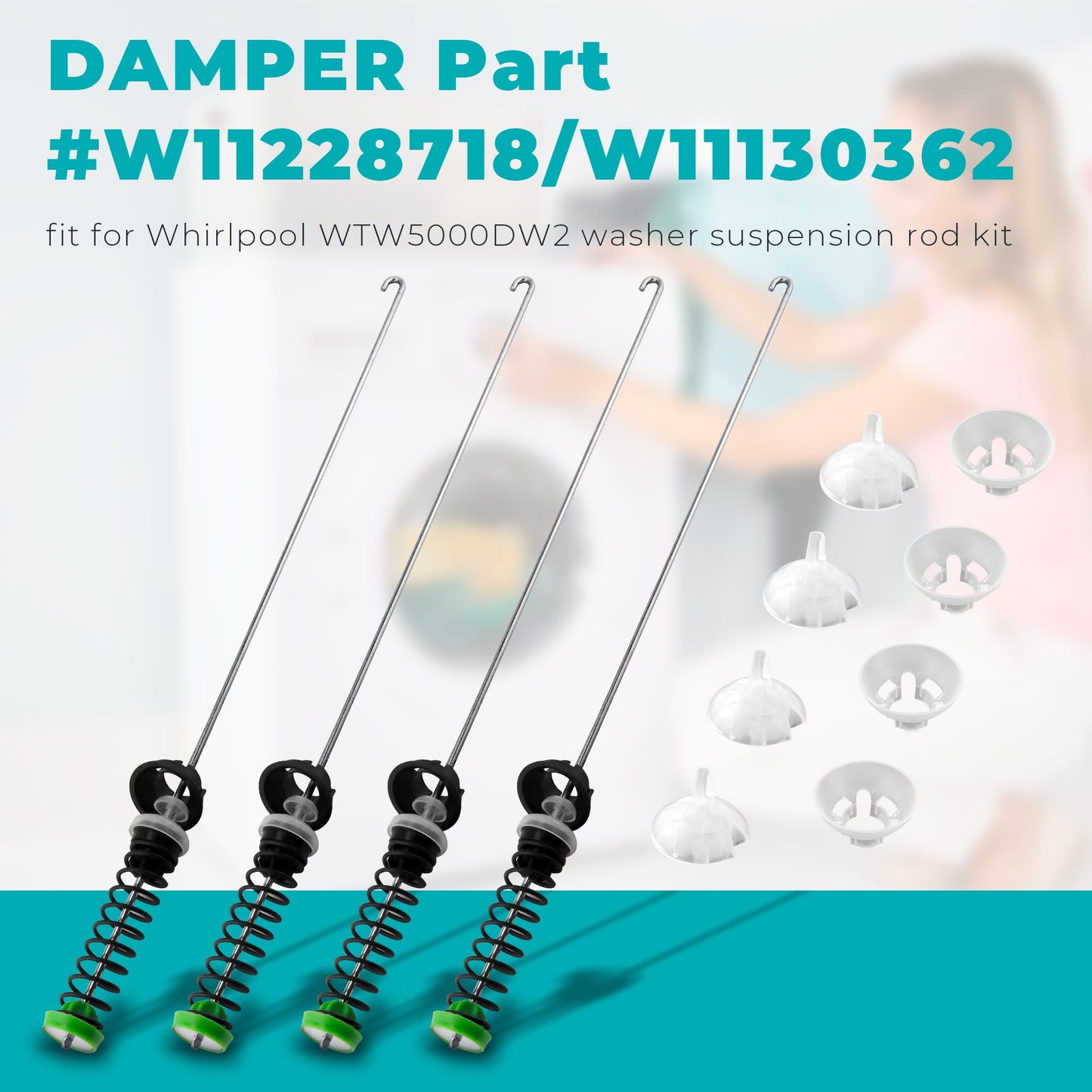 W11130362 Suspension Rod fit for Maytag MVWX655DW1 MVWC565FW1 MVWC565FW2 MVWC565FW fit for Whirlpool WTW5000DW1 WTW5000DW2 WTW5000DW3 WTW5000DW 11022352510 W10594080 W10748956 W10780040 prime&swift