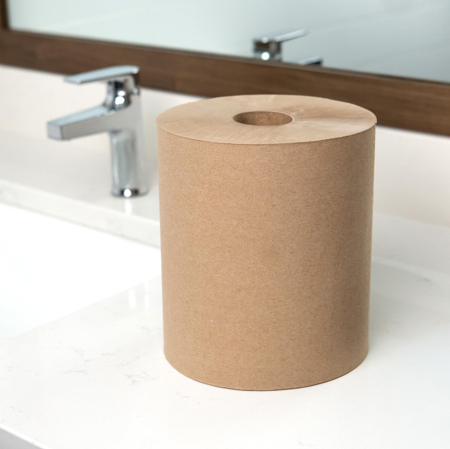 Sierra Hygiene 1-Ply Natural (Kraft) Roll Towels, 8” x 800’, Hardwound Universal Paper Towel Rolls for Commercial Restrooms, Restaurants, Schools & Offices, Case of 6 Rolls, Made in USA