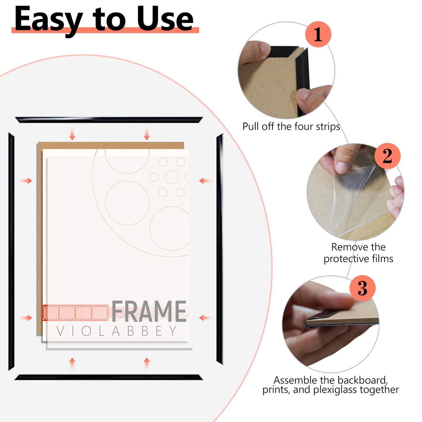 VIOLABBEY 18x24 Frame Set of 5, 18 x 24 Black Poster Frames for Wall Mounting Vertically or Horizontally, Gallery Wall Picture Frame