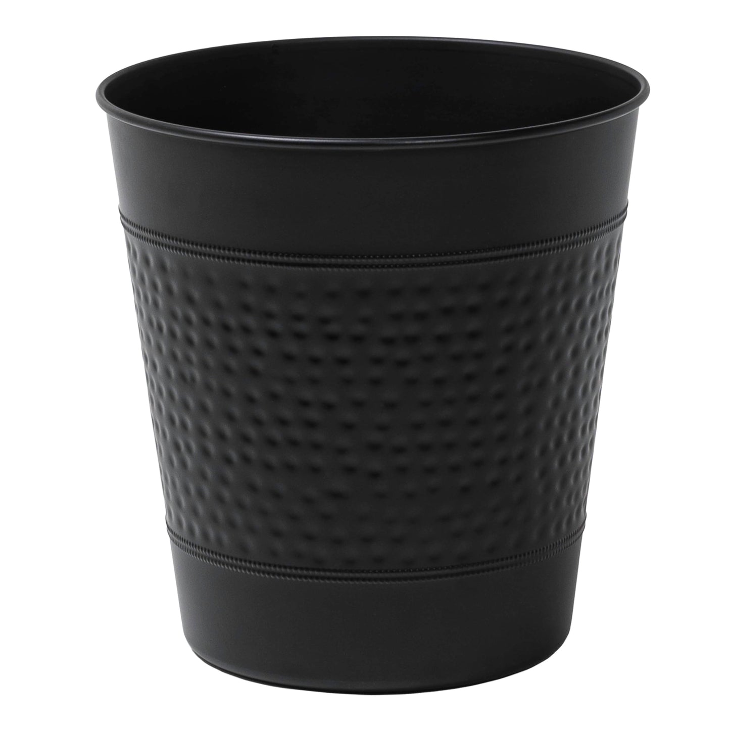 happimess HPM1111A Riley Modern Classic Hammered Steel Accent 2-Gallon Wastebasket for Home, Bathroom, Living Room, Office, Bedroom, Kitchen, Matte Black