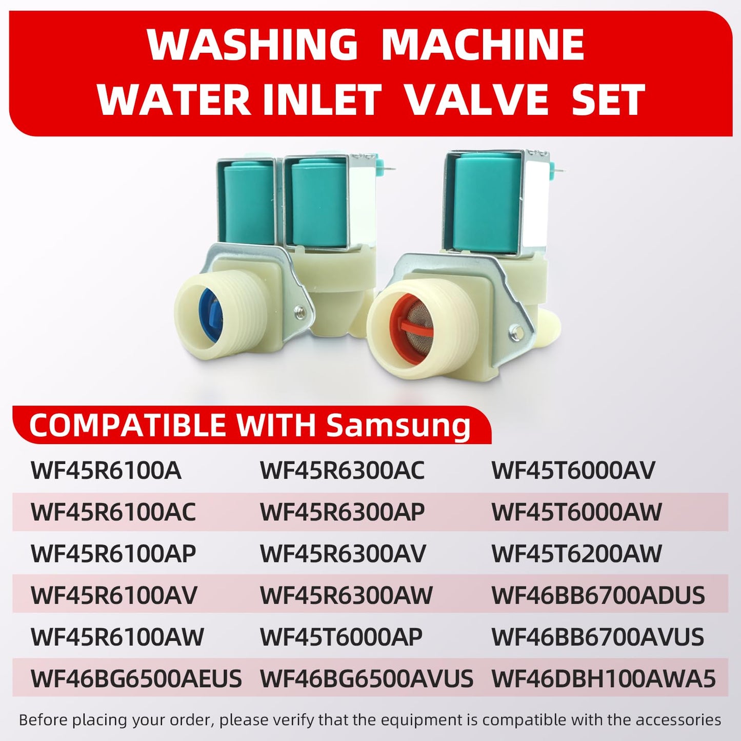 WF45R6100AP WF45T6000AV Cold & Hot Washer Water Inlet Valve Set Fit for Samsung WF45T6000AW WF45R6100A WF45R6100AC WF45R6100AW WF45R6300AV WF45R6100AV WF45R6300AC WF45R6300AP WF45R6300AW WF45T6000AP
