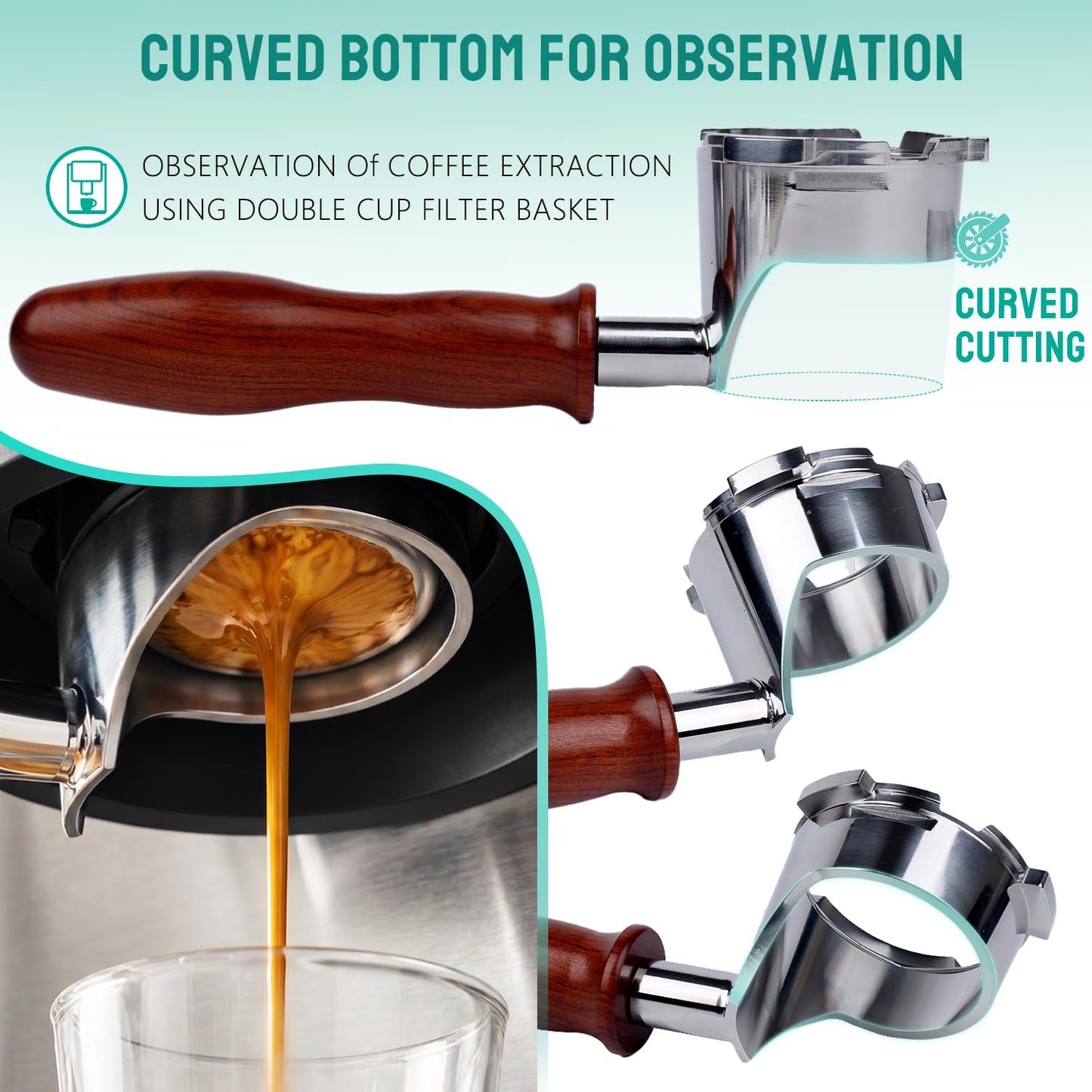 CAPFEI Bottomless Portafilter for Ninja Luxe Café ES601 & ES701C Models | Basket Not Included | Compatible with Stock Filter Basket | Ergonomic Wooden Handle