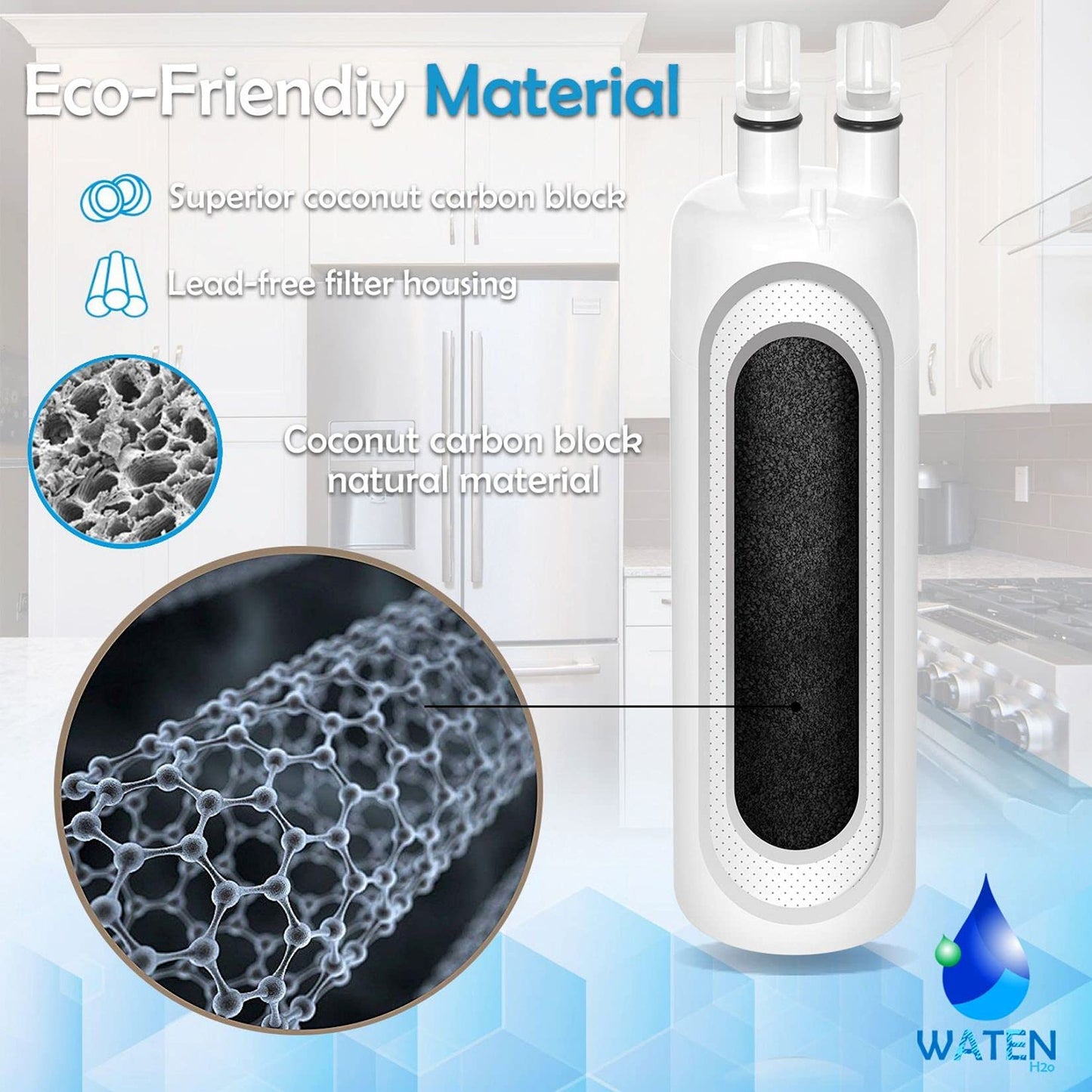 Water Filter Replacement for WRS325SDHZ, WRS325SDHZ08, Whirlpool WRS571CIHZ04, WRS325FDAM04, WRS588FIHZ04, WRS321SDHZ08, WRS555SIHZ06, WRS325FDAW04, WRS315SDHZ08, 3PACK