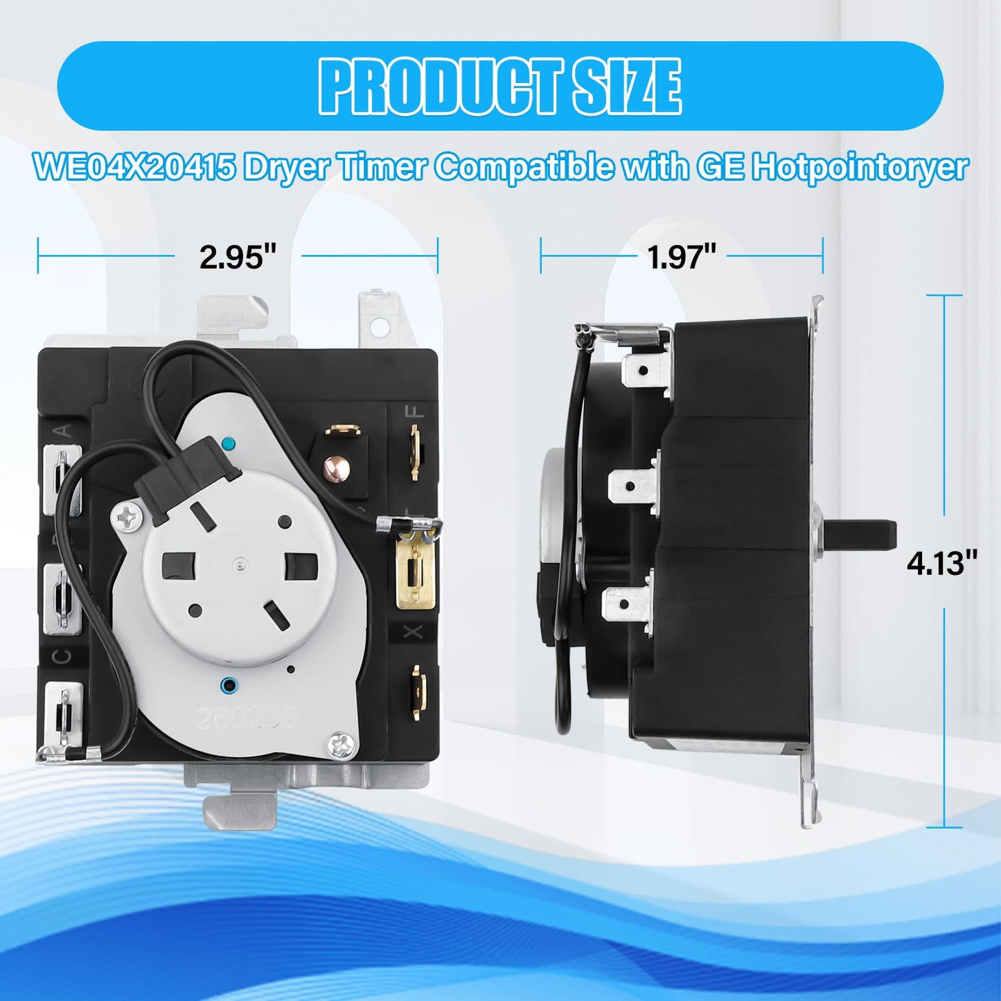 WE04X20415 Dryer Timer Compatible with GE Hotpoint Dryers, WE04X20415 Dryer Timer Control Replacement Part for TMD1CM11, WE4M355, AP5805477, 234D1296P003, EAP9491767, PD00027041, 3276788