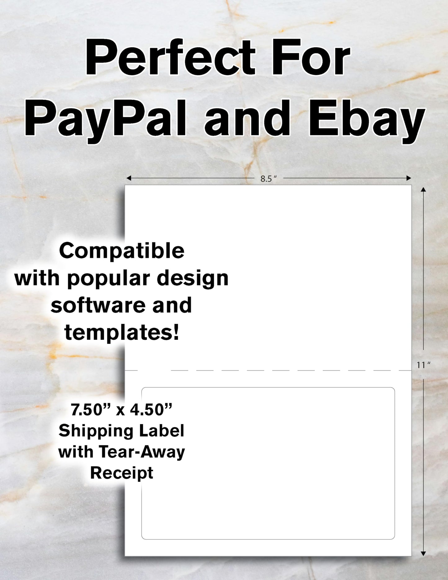 Blank Labels Integrated Shipping Labels with Paper Receipts – 8.5" x 11", Permanent Adhesive, Inkjet & Laser Compatible, 250 Sheets (250 Labels), Made in USA