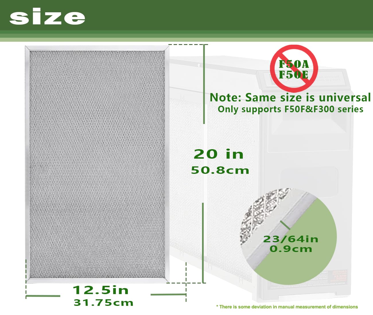 MNPARTS 203369 F50F F300 Air Filter Replacement for Honey in Well Cleaner 20''x 12.5'' Air Pre Filter Reusable Washable Replaces F300E, F300A, F50F, F58F(2 Packs)