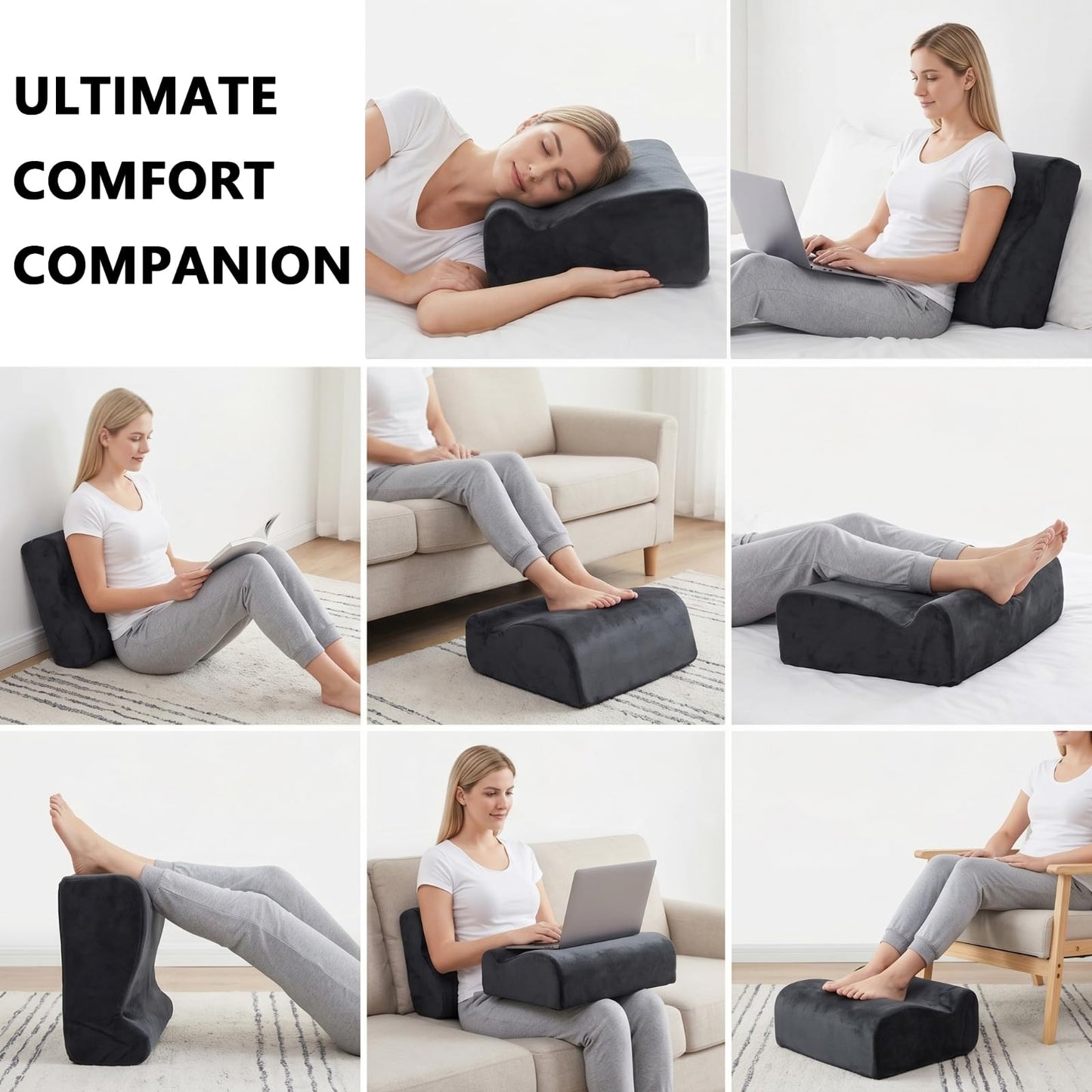 Foot Rest for Under Desk at Work. Multifunctional 3-Tier Foot Stool Office Desk Accessories, Soft Ergonomic Footrest,Support Foot Pillow,Heel Chair,Leg Elevation Pillow (Black, One Size)