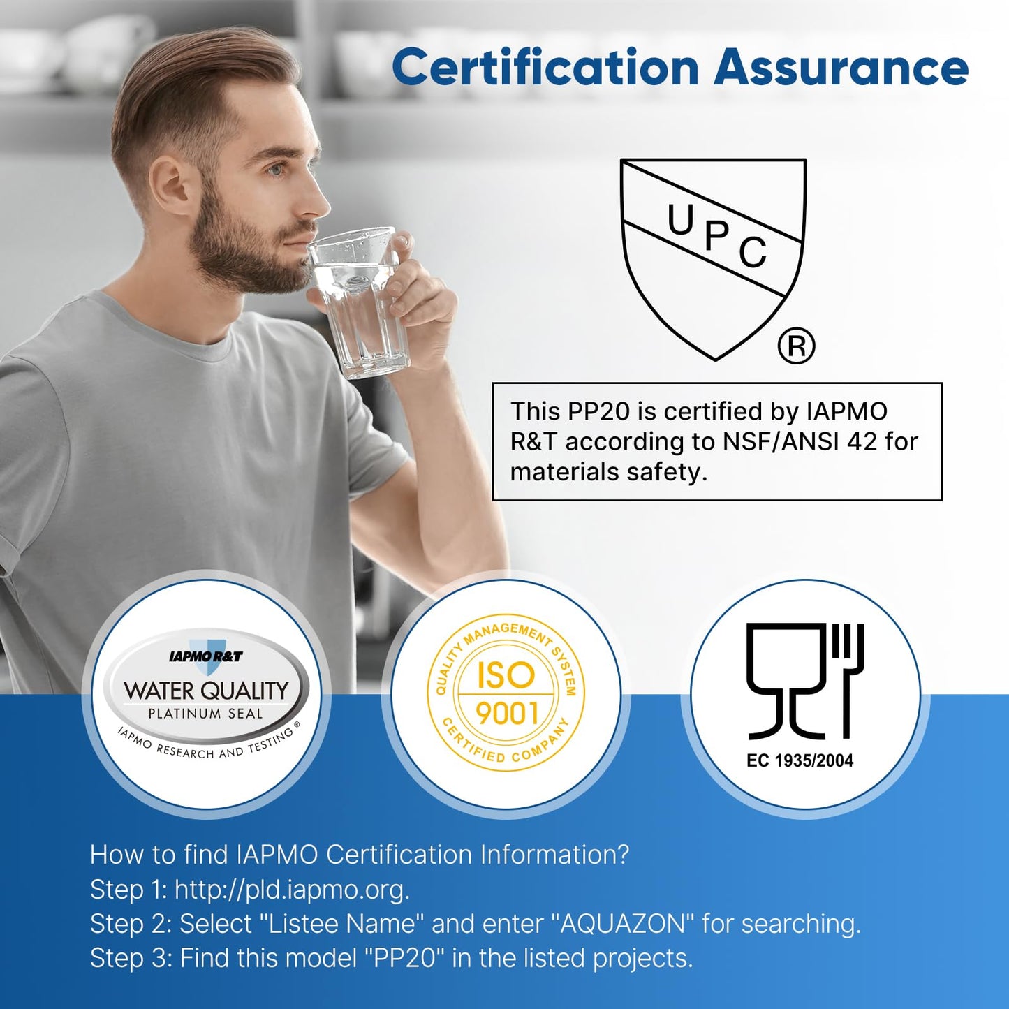 PUREPLUS 5 Micron 20" x 2.5" Whole House Sediment Home Water Filter, 20-inch Sediment Pre-Filtration, Replacement Cartridge Aqua Pure AP110-2C, Pentek P1-20/SP-P1-20/PX01-20, 6Pack