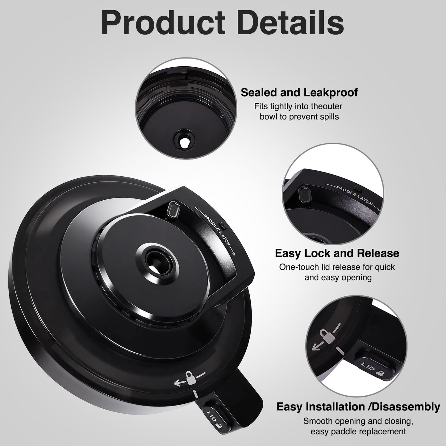 NC 500 Series Outer Bowl Lid and Paddle for Deluxe Ice Cream Maker - Reusable Creami Deluxe Replacement Accessories Compatible with Ninja NC500, NC501, NC501H, NC501HBL, NC501HGN and CN501CO, BPA-Free